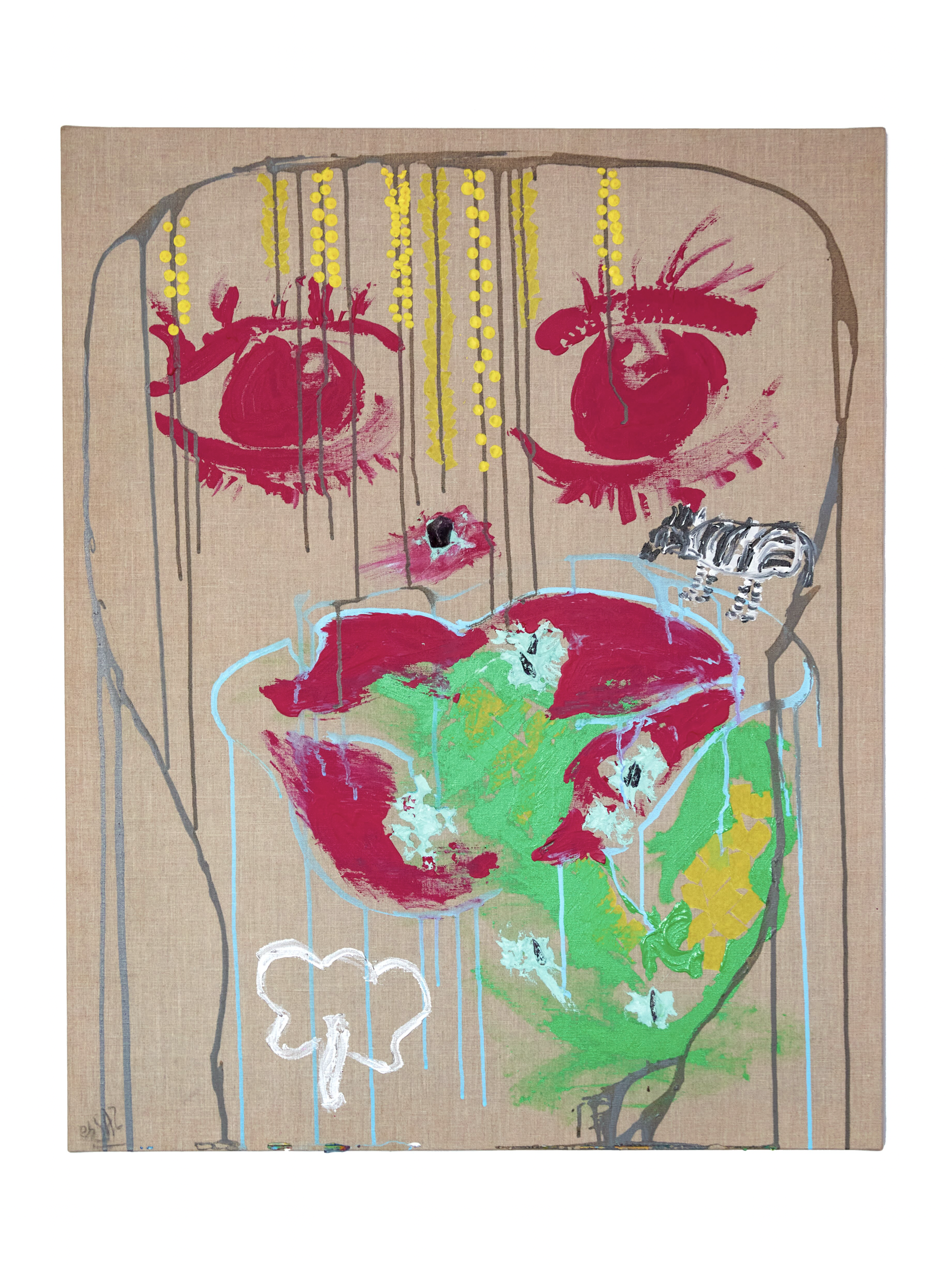Eyes and Mouth ；
Mix media, amethyst ；
80 x 100 cm ；
2025 