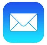 Icon of a white envelope on a blue background representing email.