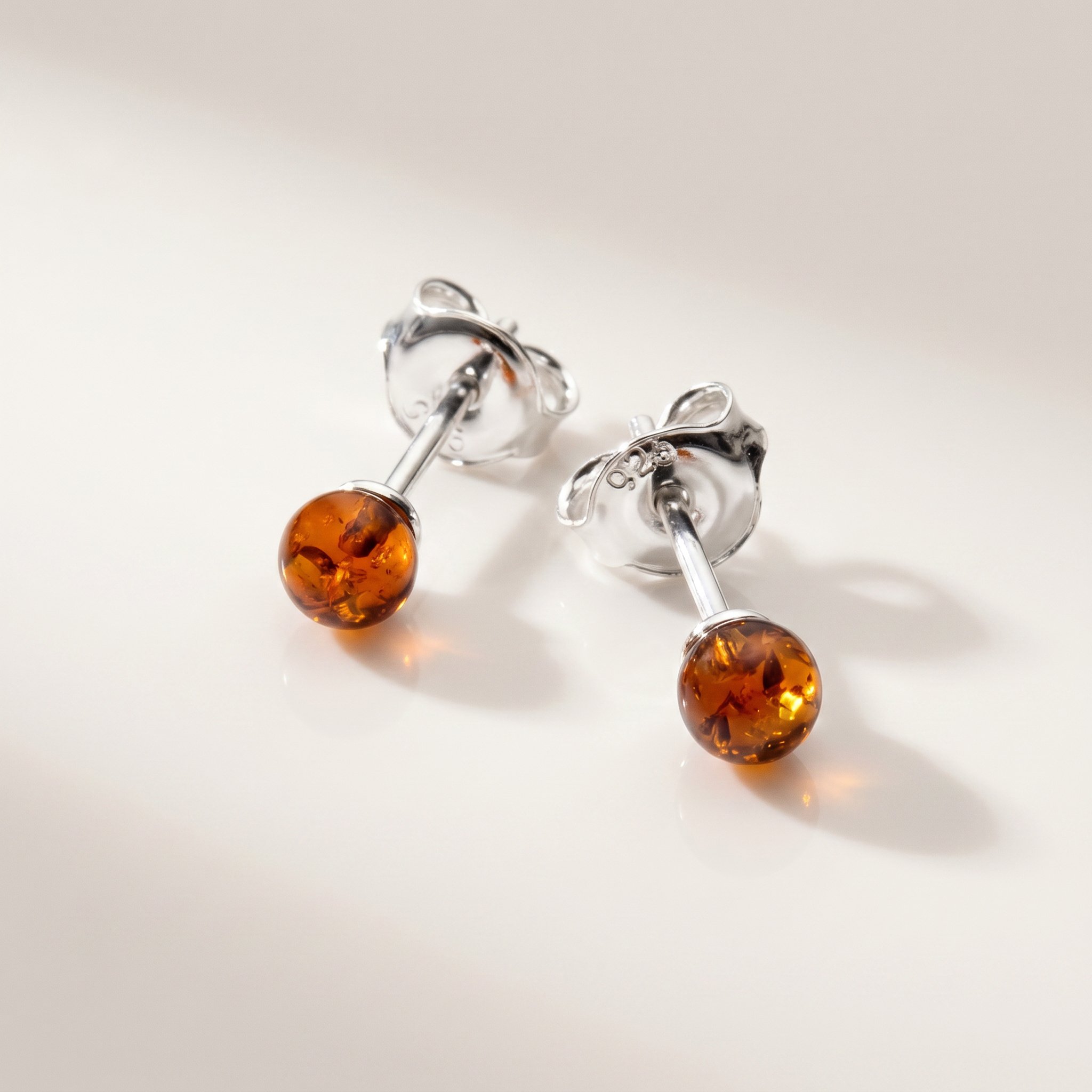 Amber Glow Cognac 925 Silver Studs