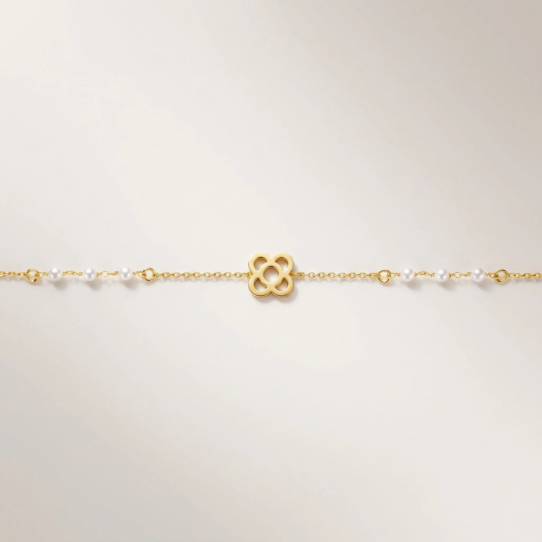 Sterling silver barcelona flower with six pearls bracelet (Gold plated).jpg