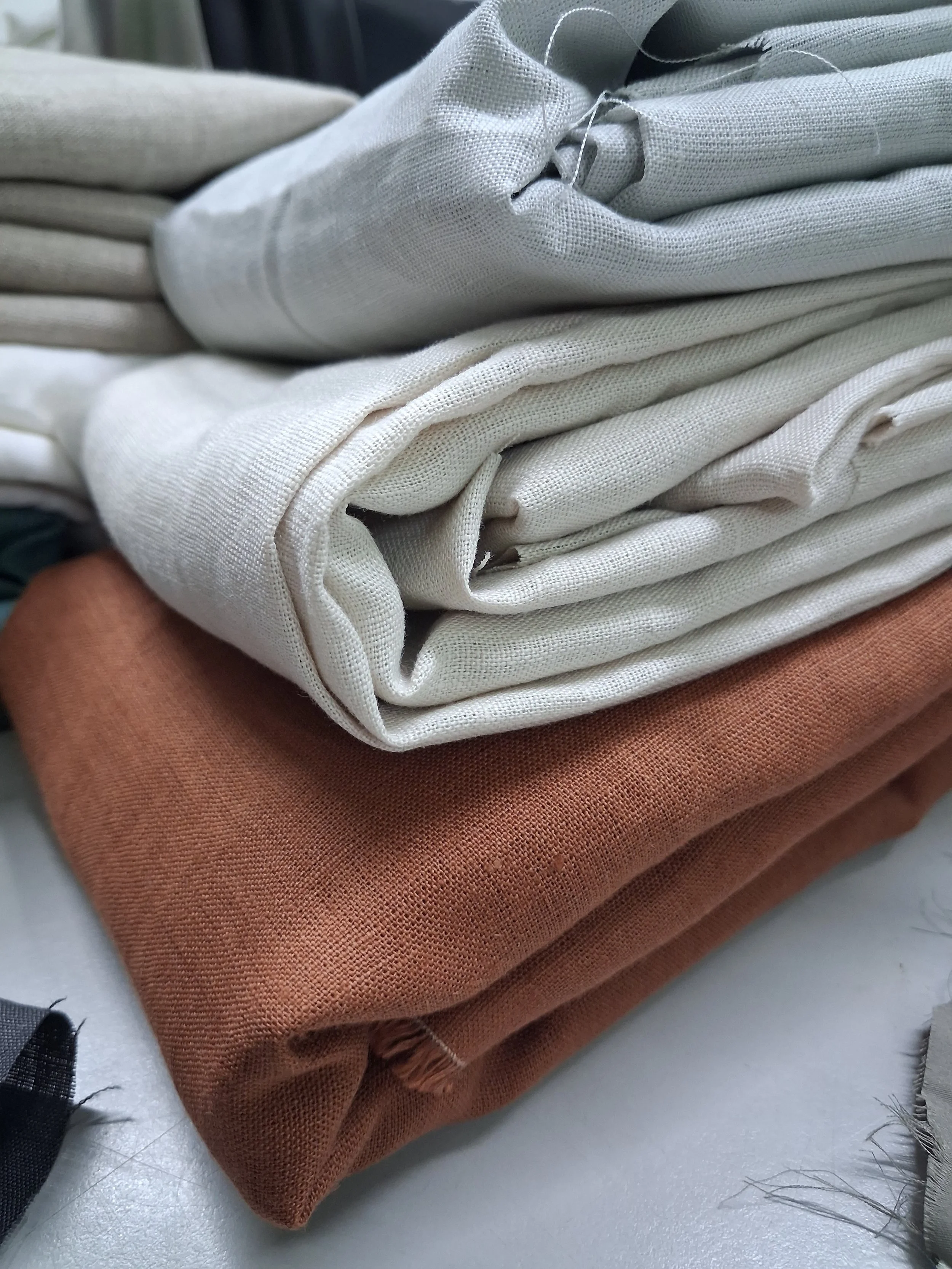 European Flax Linen Bedding Fabric Swatches