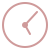 A pink clock icon with a checkmark inside.
