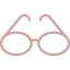 Pink eyeglasses with black temples