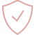 A pink shield logo with a check mark inside.