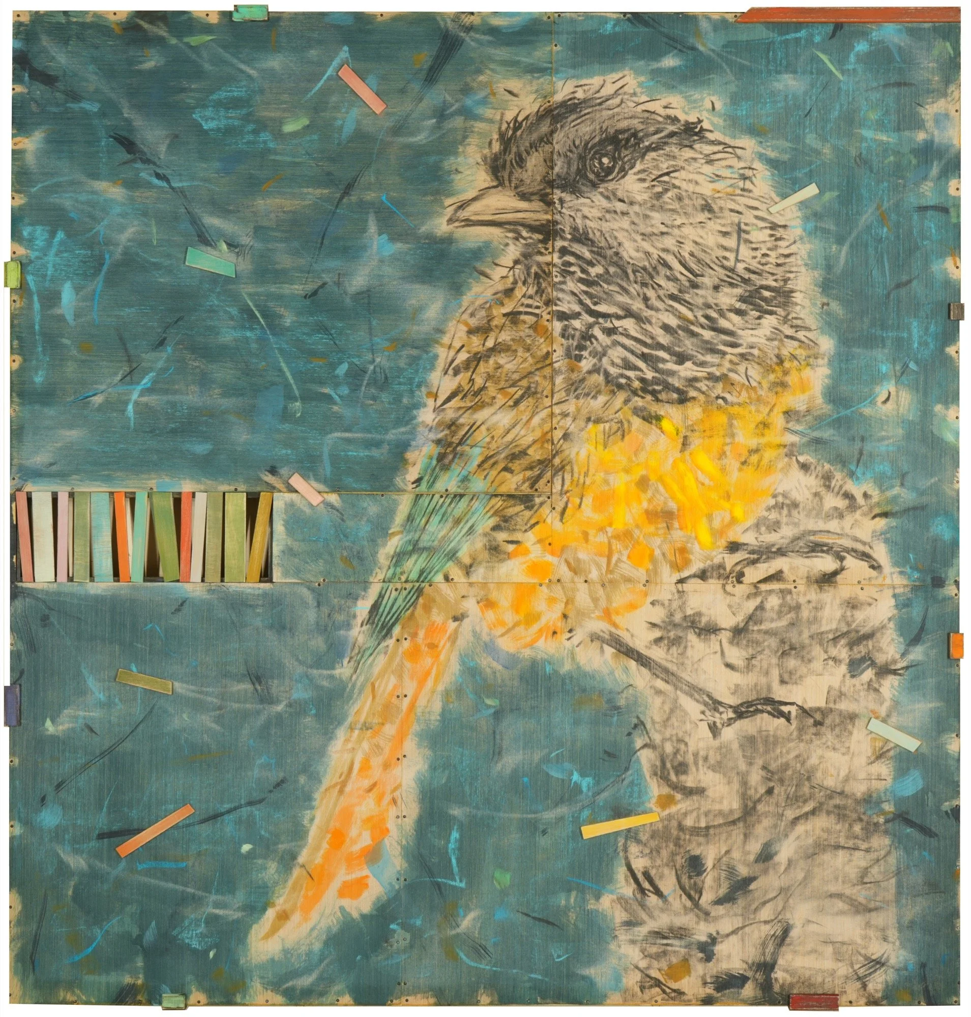 In midair 半空中 | Acrylics, pastel and charcoal on plywood | H166x159cm | 2025
