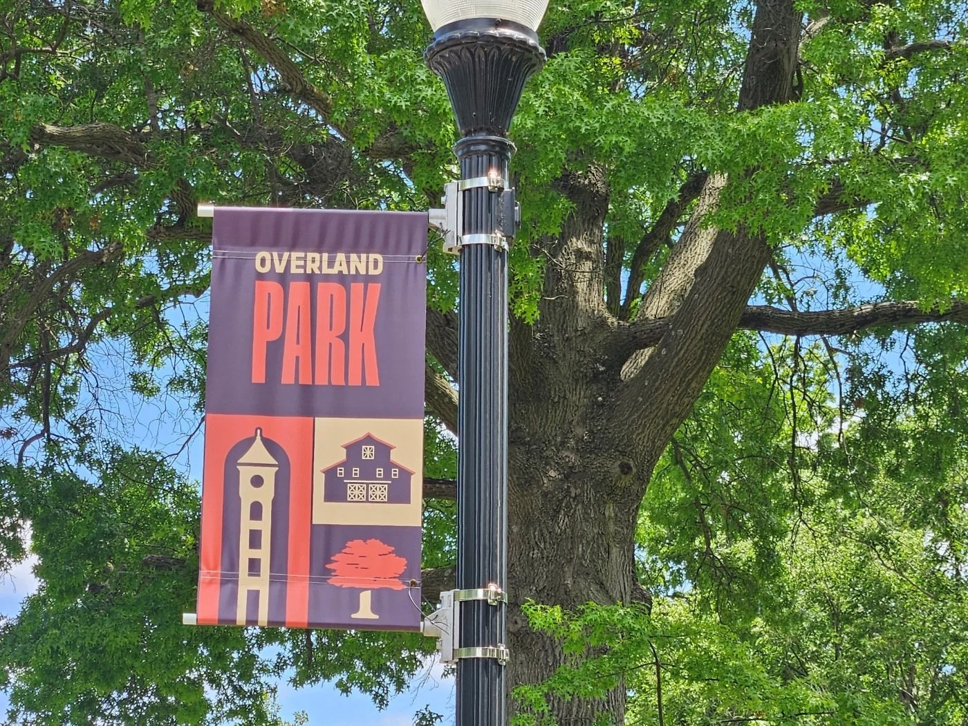 Overland Park, KS street banner found down the street from a recent bathroom remodel consultation.