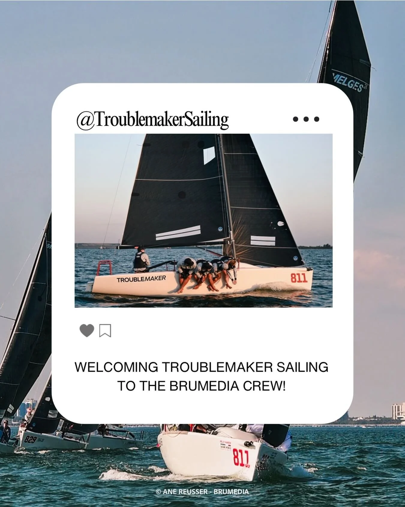Guess we&rsquo;re making trouble now. So excited to welcome @troublemakersailing to the BruMedia crew. New boat, serious competition, and a race season we cannot wait to document!