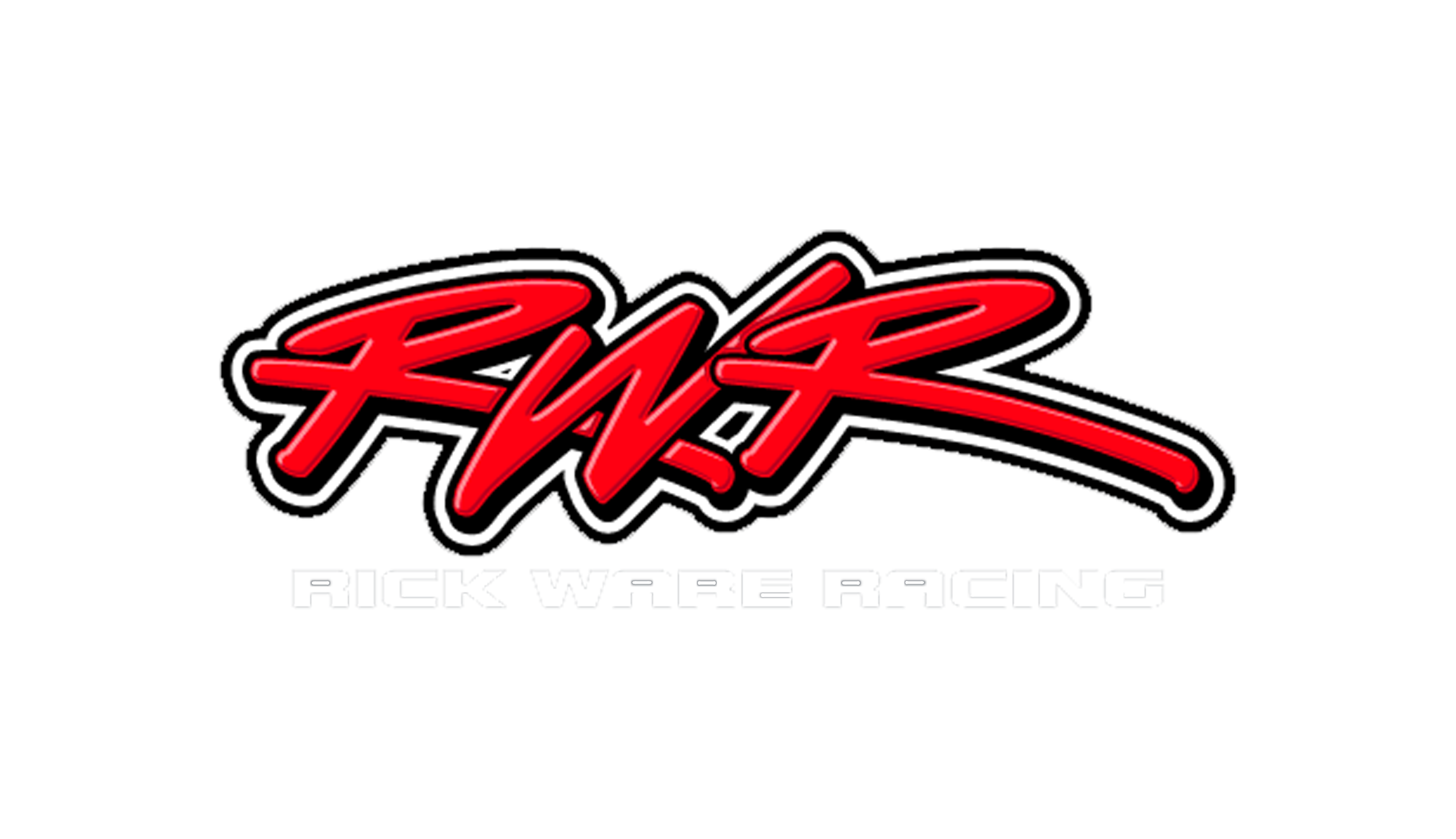 Logo for RAYDER Rick Ware Racing featuring bold red and black text with a stylized design.