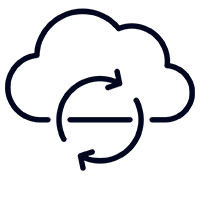 Cloud icon with two arrows forming a cycle underneath