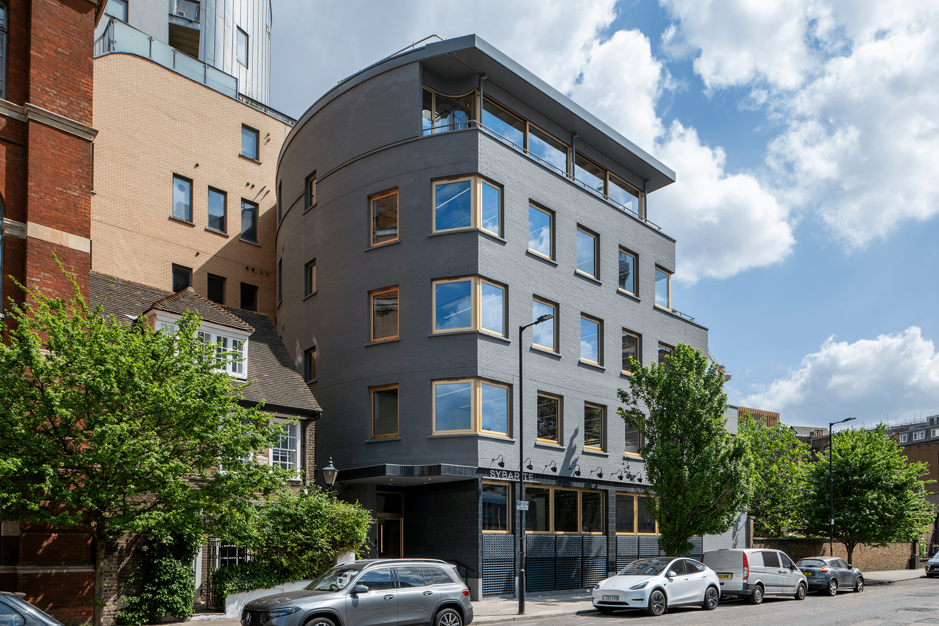Modern multi-storey commercial building illustrating complex urban construction and refurbishment experience.