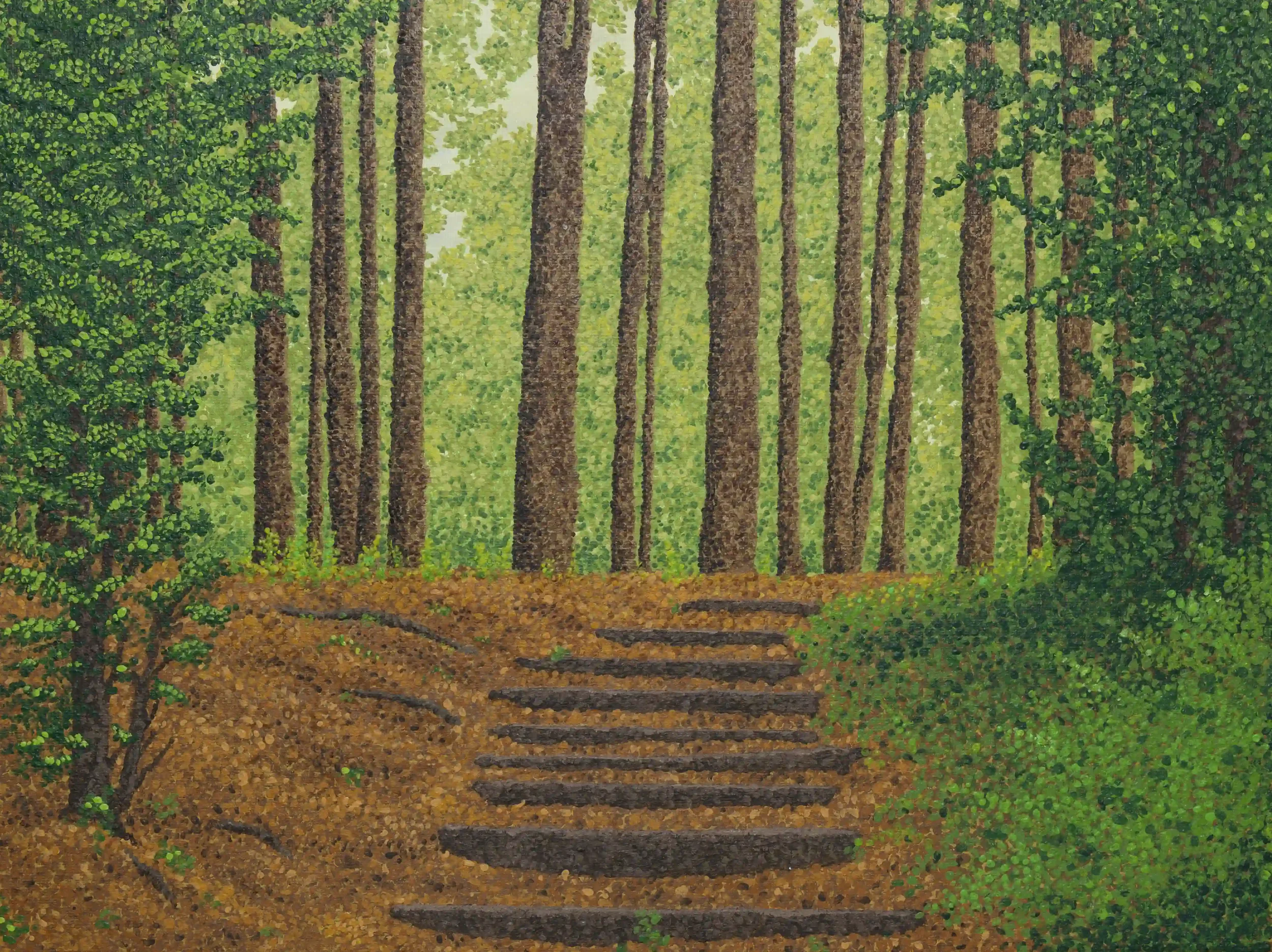 WELCOME TO THE CHANTRYS...
Acrylic paint on canvas board (400mm by 300mm)
Inspired by own photo from the Chantry Woods, Guildford, Surrey, UK.
Despite being so close to a town; this woodland has a magical way of making you feel you’re in another worl