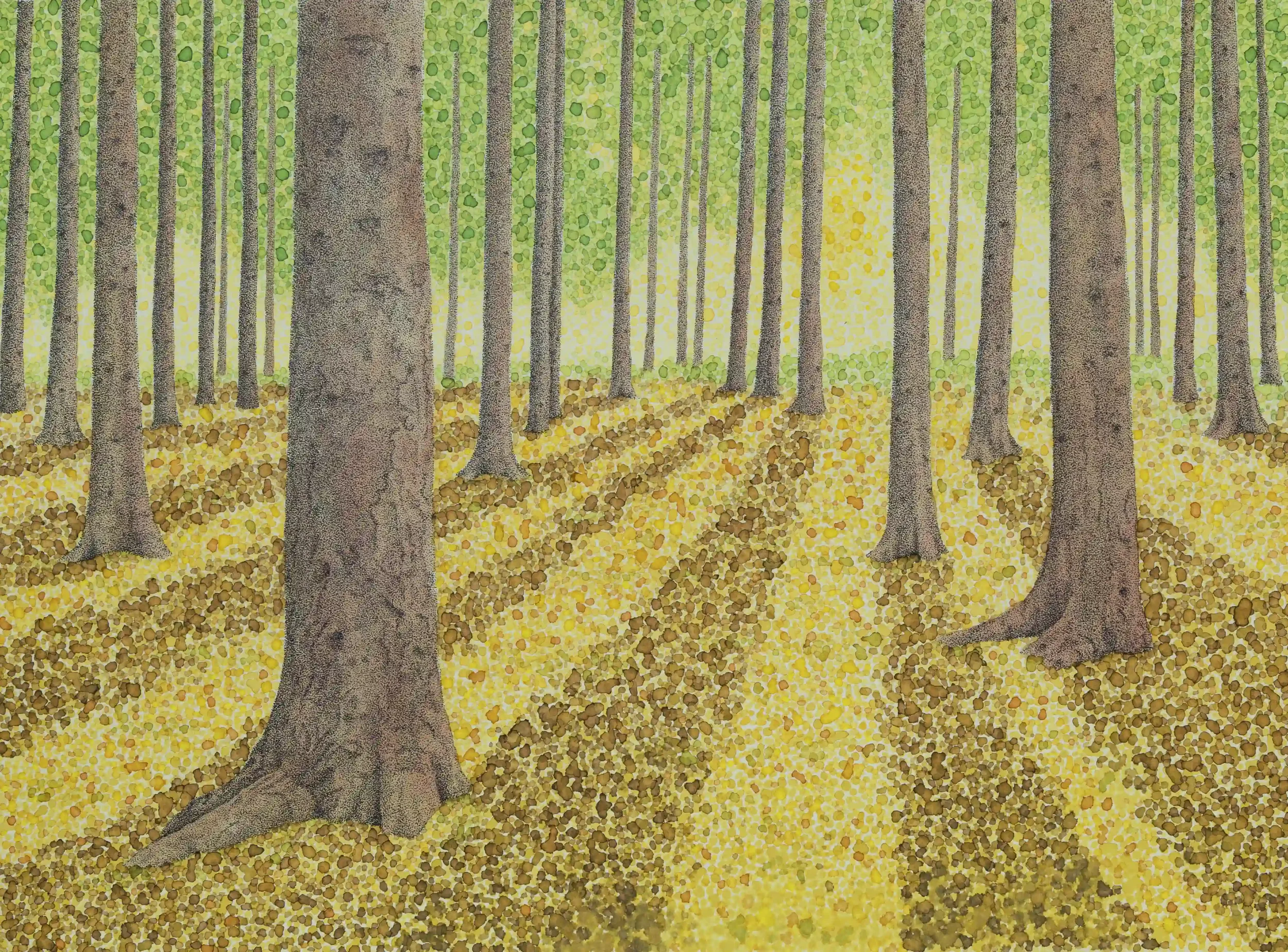 SOOTHING STRAWBERRY GROVE...
Fine line pen and Inks on A3 watercolour paper. 
Inspired by own photo from Strawberry Grove, Guildford, Surrey, UK.
Tranquillity and inner connections with nature do not always have to be places found in the most remote 