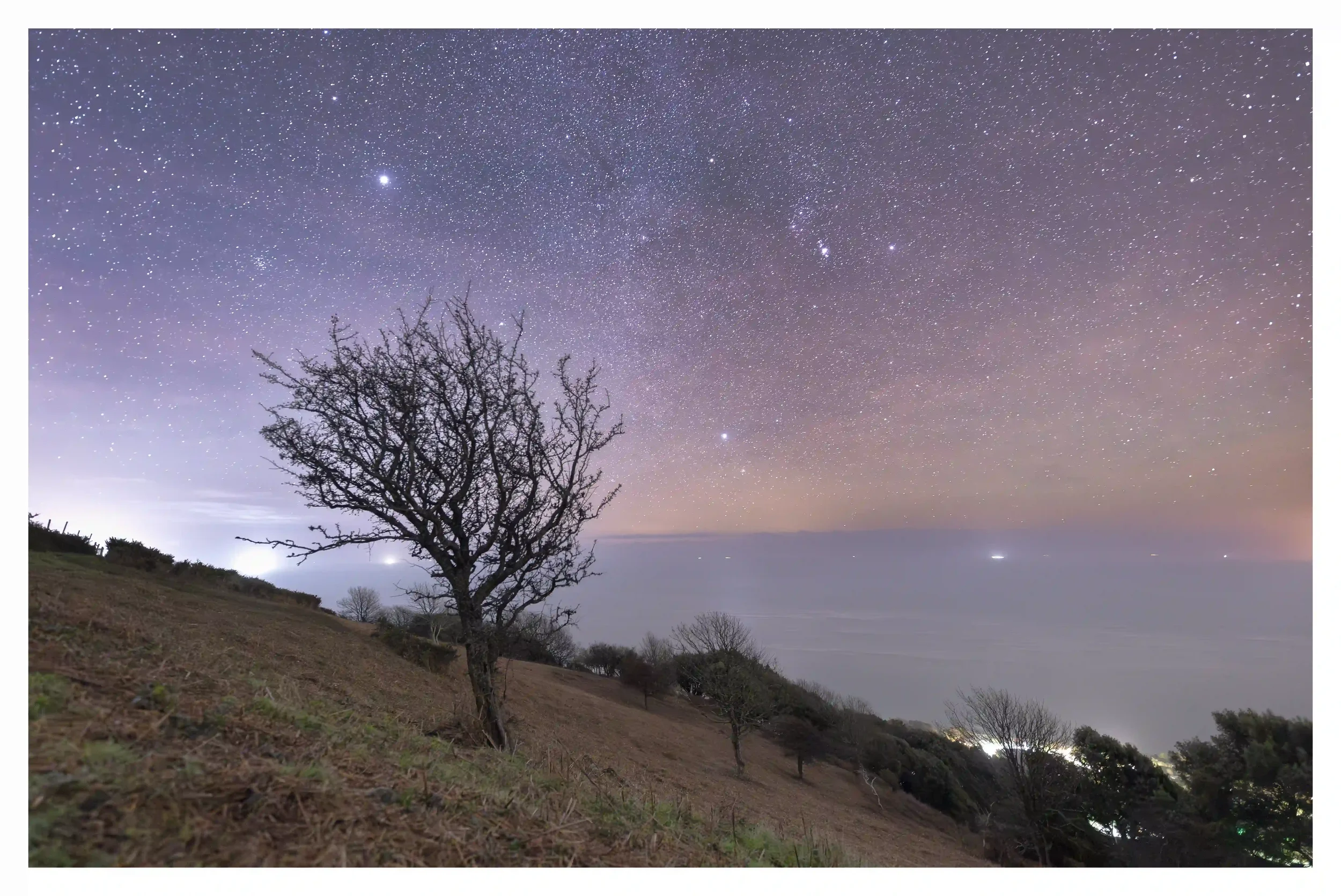 SOOTHING ISOLATION
Upon a steep south facing hill looking out to sea; an isolated tree stood proudly at peace under the vastness of the winers star lit sky. Undoubtedly a tree that has already been through storms and persistent strong winds, even gal