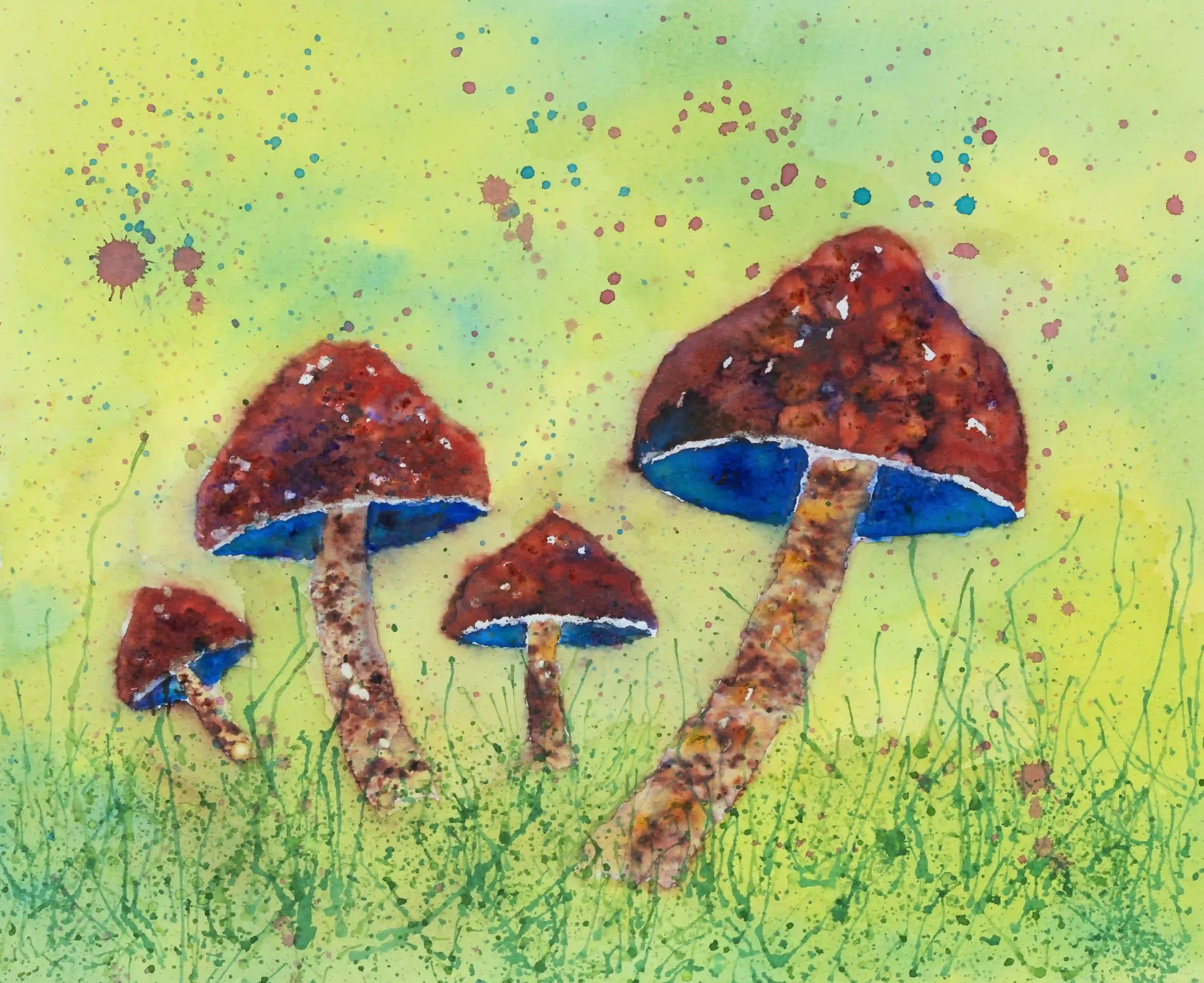 FUNGI...
Inks, Original on A4 watercolour paper
Using application techniques that like nature itself; can be so unpredictable yet visually quite striking to see. My desire with this work was to demonstrate the glorious power that fungi has within its