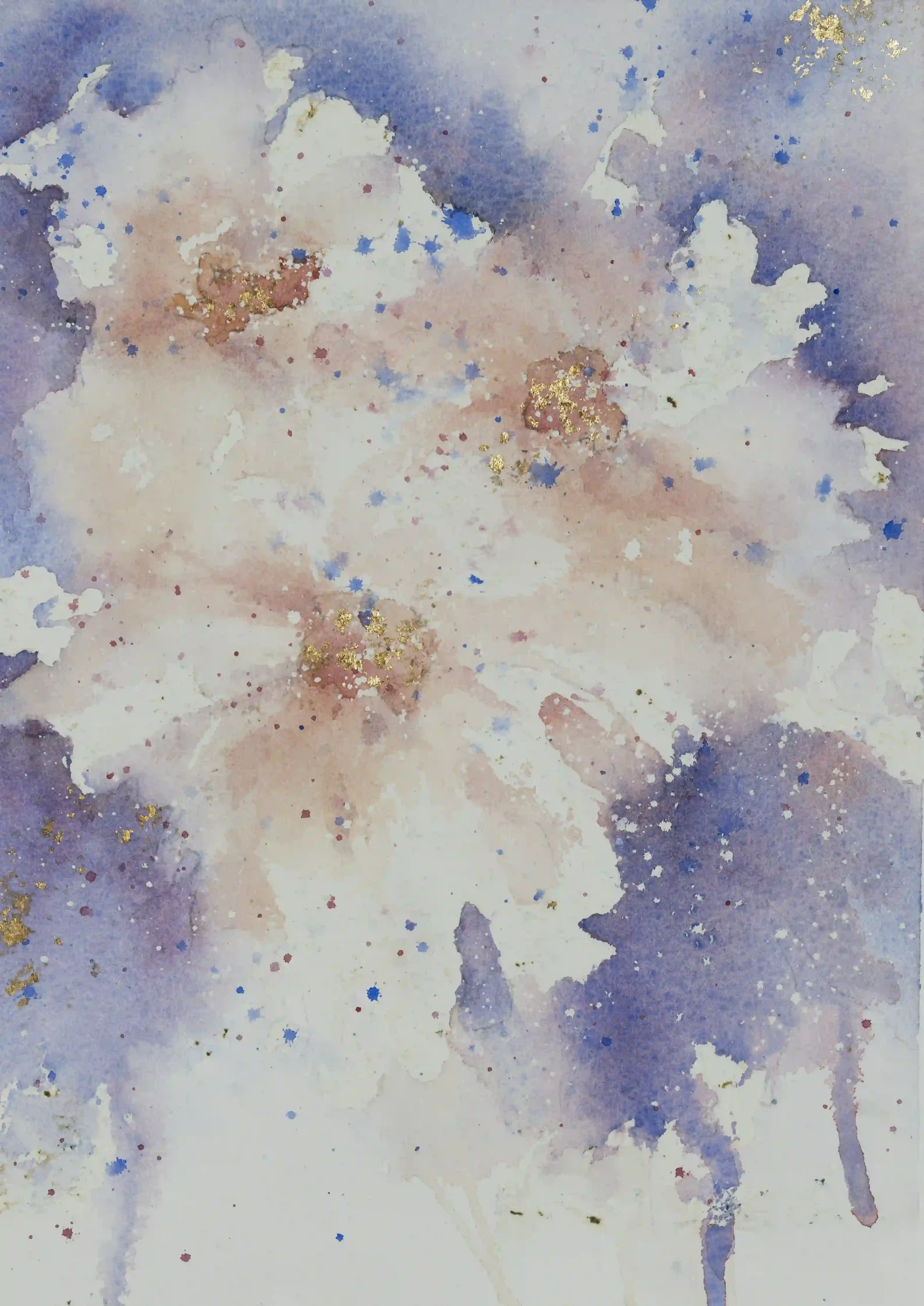DELICATE FLOWERS...
Water colour paints on watercolour paper
Intrigued just how soft colours and unique shapes can be used to portray beautiful flowers, using techniques where final outcome cannot always be predicted.