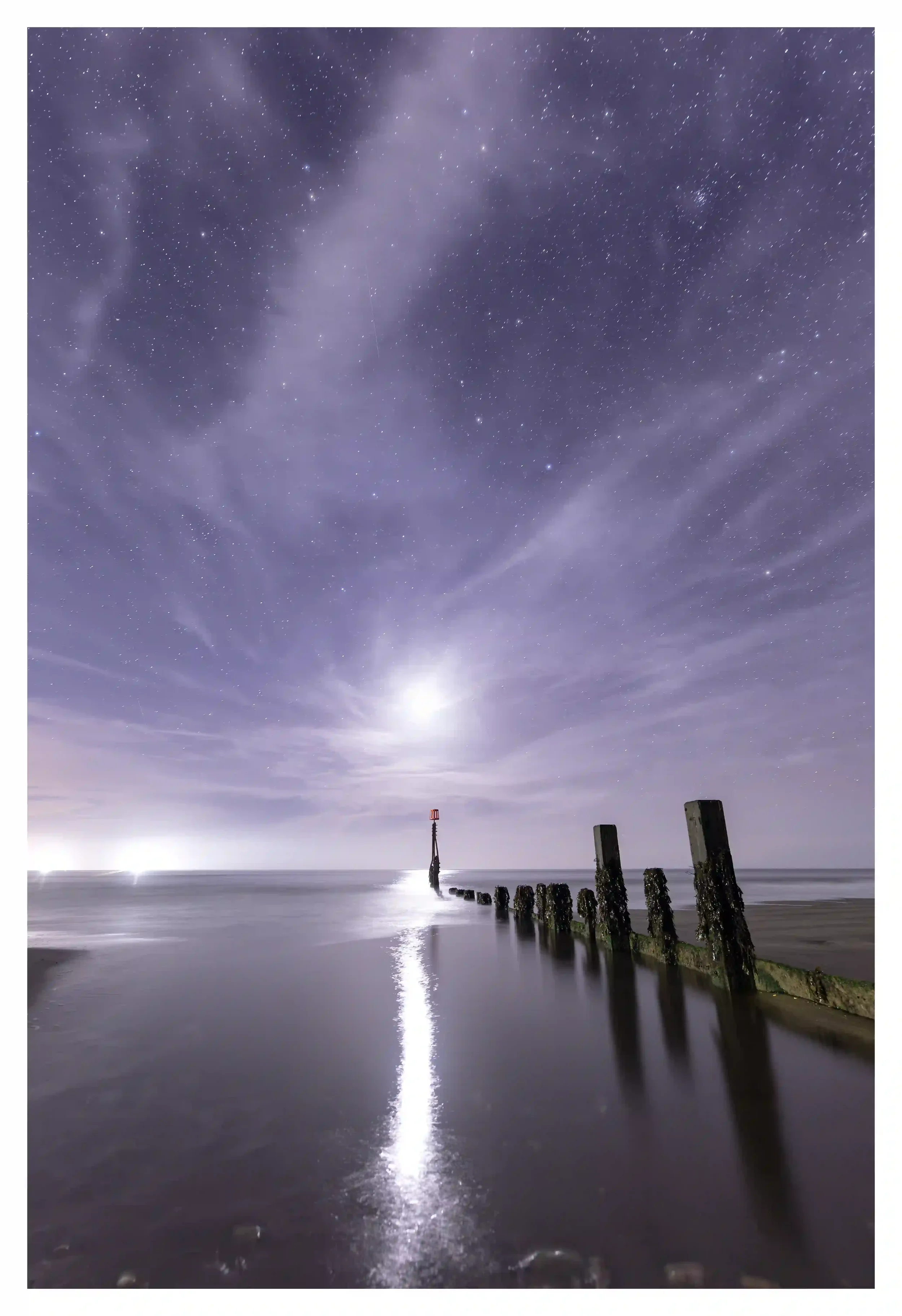 MOONGLADE
It was a moment when my eyes and spirit felt so invited into the softening and vast web of dreams within the night sky as the tide began to come back in. 
Shanklin, Isle of Wight, UK.
