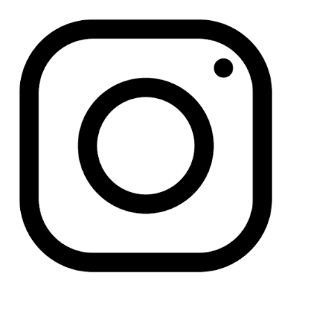 Instagram logo with a black outline and a small black circle in the top right corner.