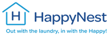HappyNest logo with a stylized house and the company name.