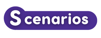 Purple banner with the word 'Scenarios'.