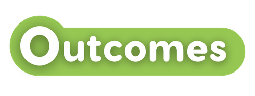 Green banner with the word 'Outcomes'.