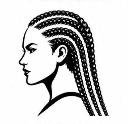 Drawing of a woman athlete with intricate cornrow braids secured before a marathon.