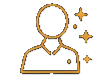 Icon of a person with a circle and stars around head, representing a user or profile