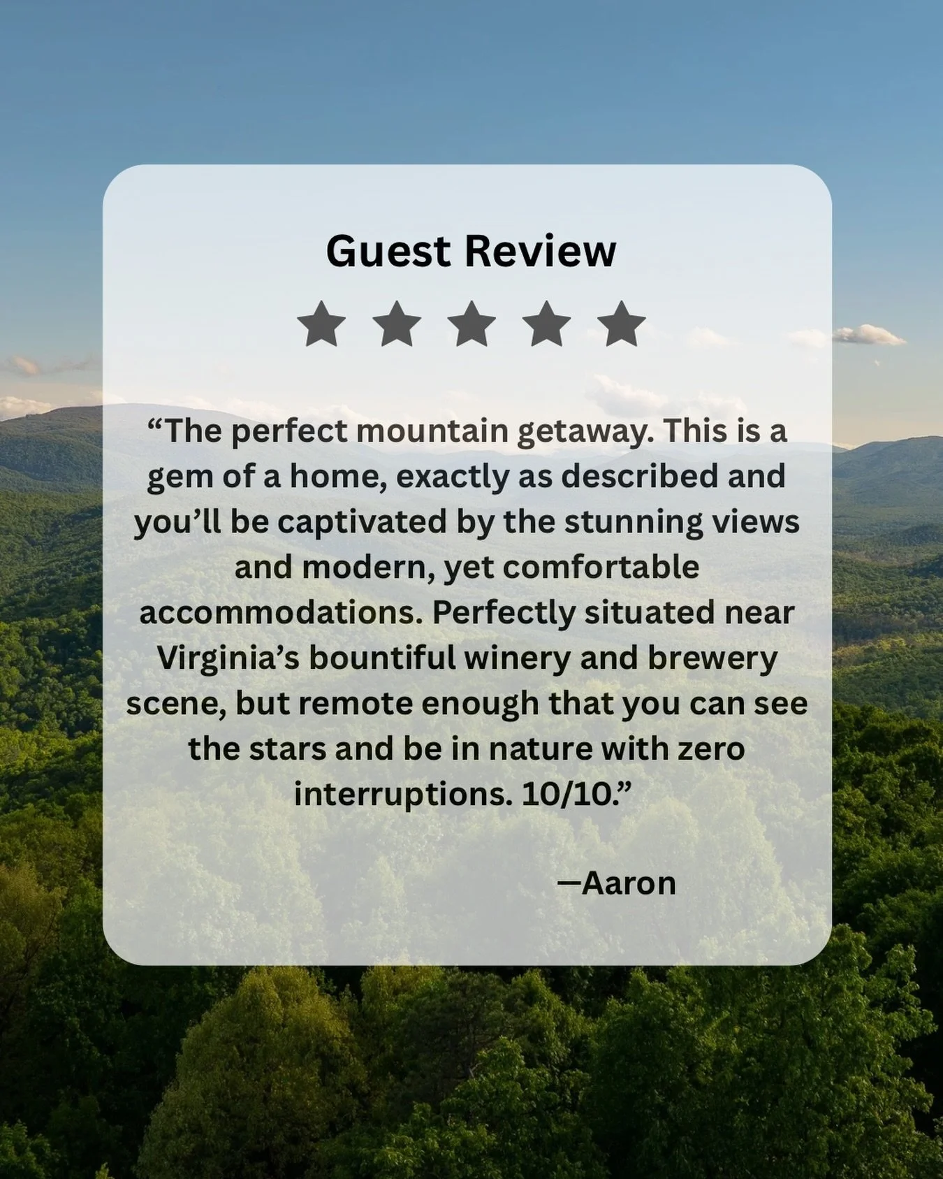 Reviews like this make it all worthwhile! ⭐️⭐️⭐️⭐️⭐️

We designed every detail to create a space where comfort &amp; luxury meets nature. Oak Ridge Cabin is perfect for those looking for a quiet getaway or those looking to explore the area! 

#blueri