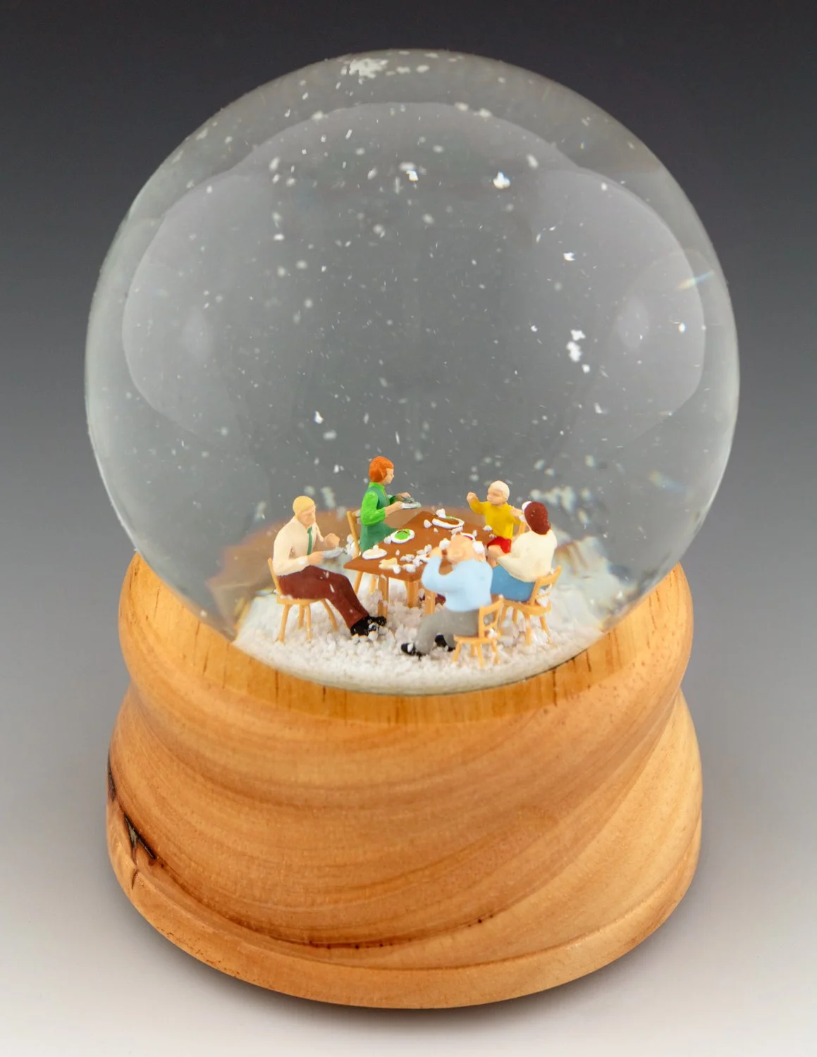 Dinner Conversations, Glass Snow Globe with 3D-Printed Figurines, 5.5”h, 4” dia.
