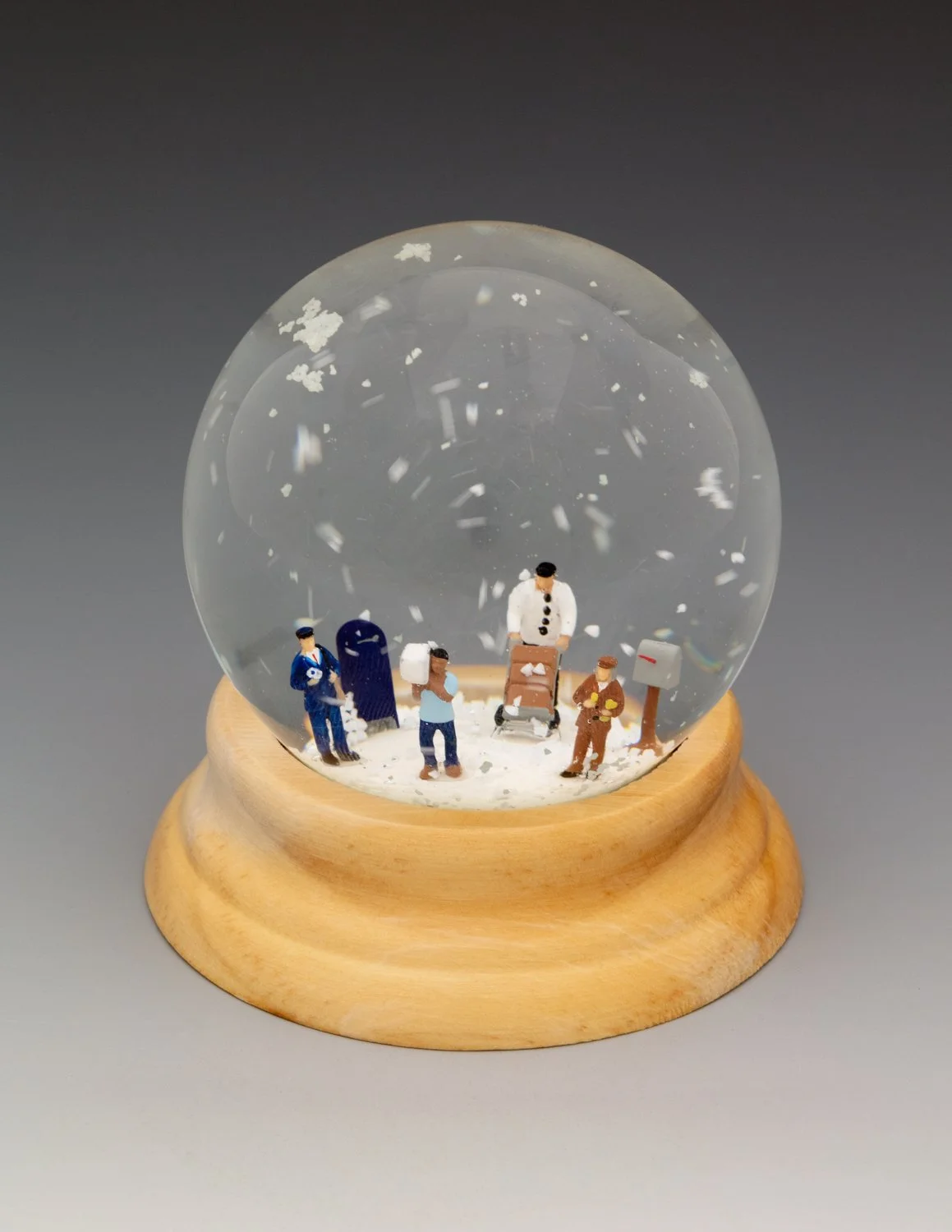 Special Delivery, Glass Snow Globe with 3D-Printed Figurines, 3.125”h, 2.4" dia.
