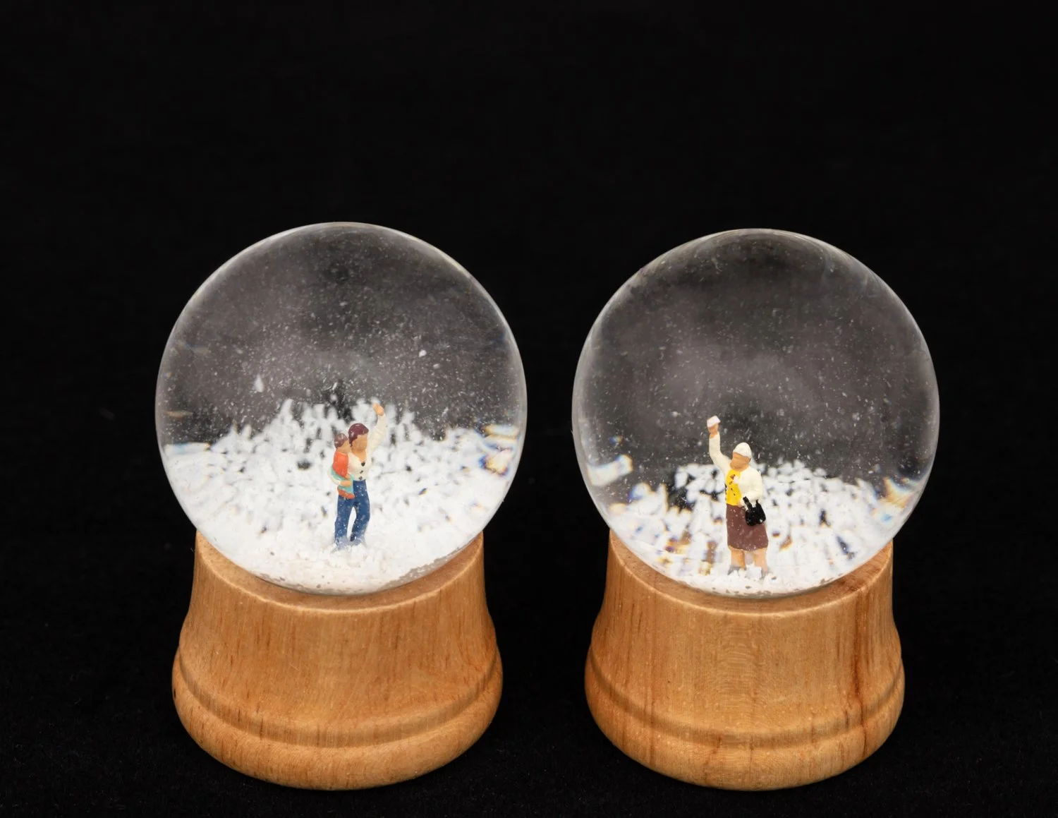 Neighbors, Glass Snow Globe with 3D-Printed Figurines,  2; 2.6”h, 1.8" dia