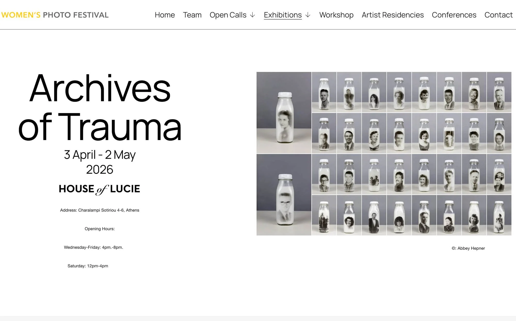Archives of Trauma, Women's Photo Festival, Curated by Eleni Mouzakiti and Penelope Petsini, House of Lucie, Athens, Greece, 2026