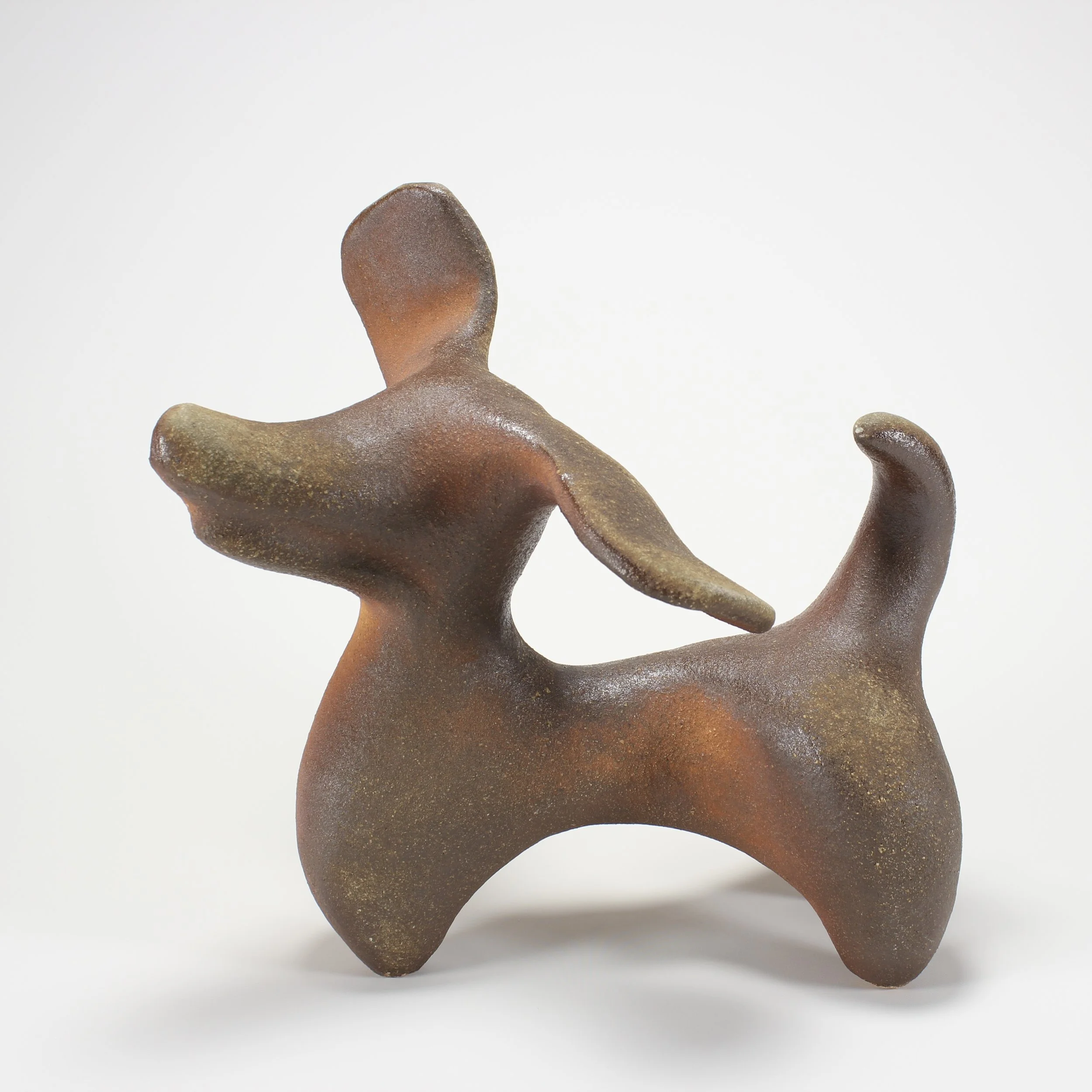 Red, wood fired ceramic sculpture by Ryan Osborne