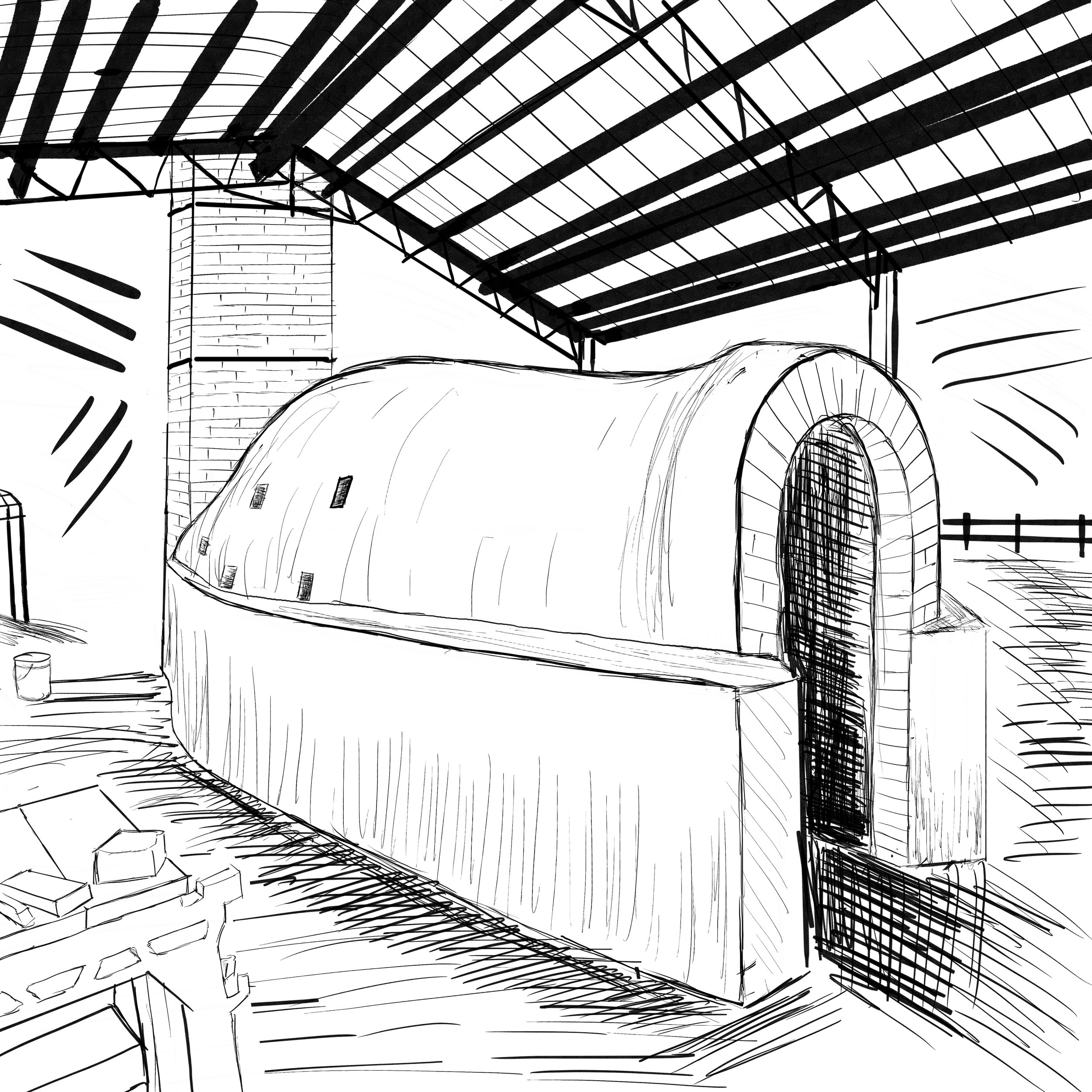 Kate Waltman's Anagama, Digital Sketch, 2025