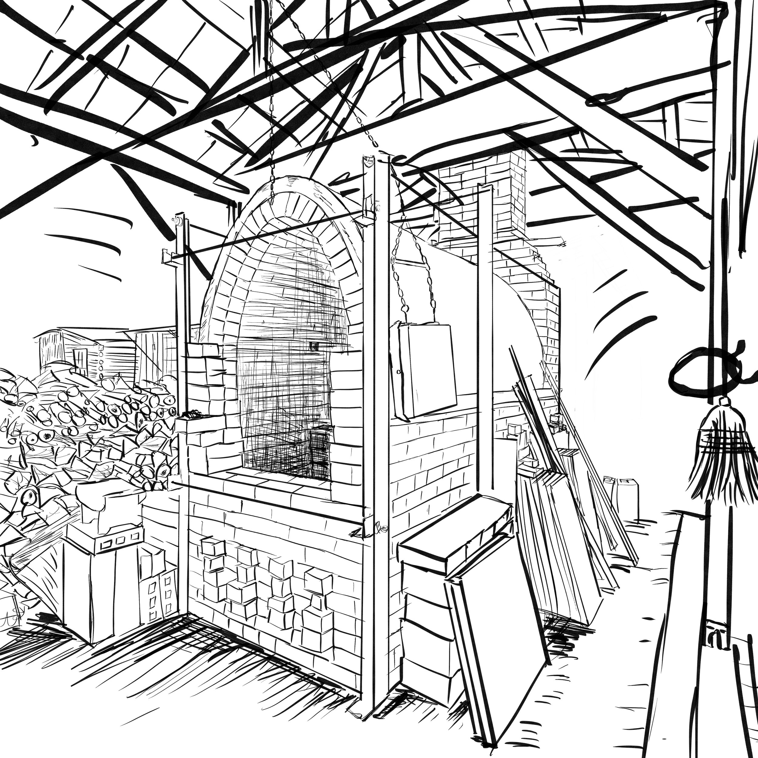 From the Ground Up Pottery Kiln, Digital Sketch, 2025