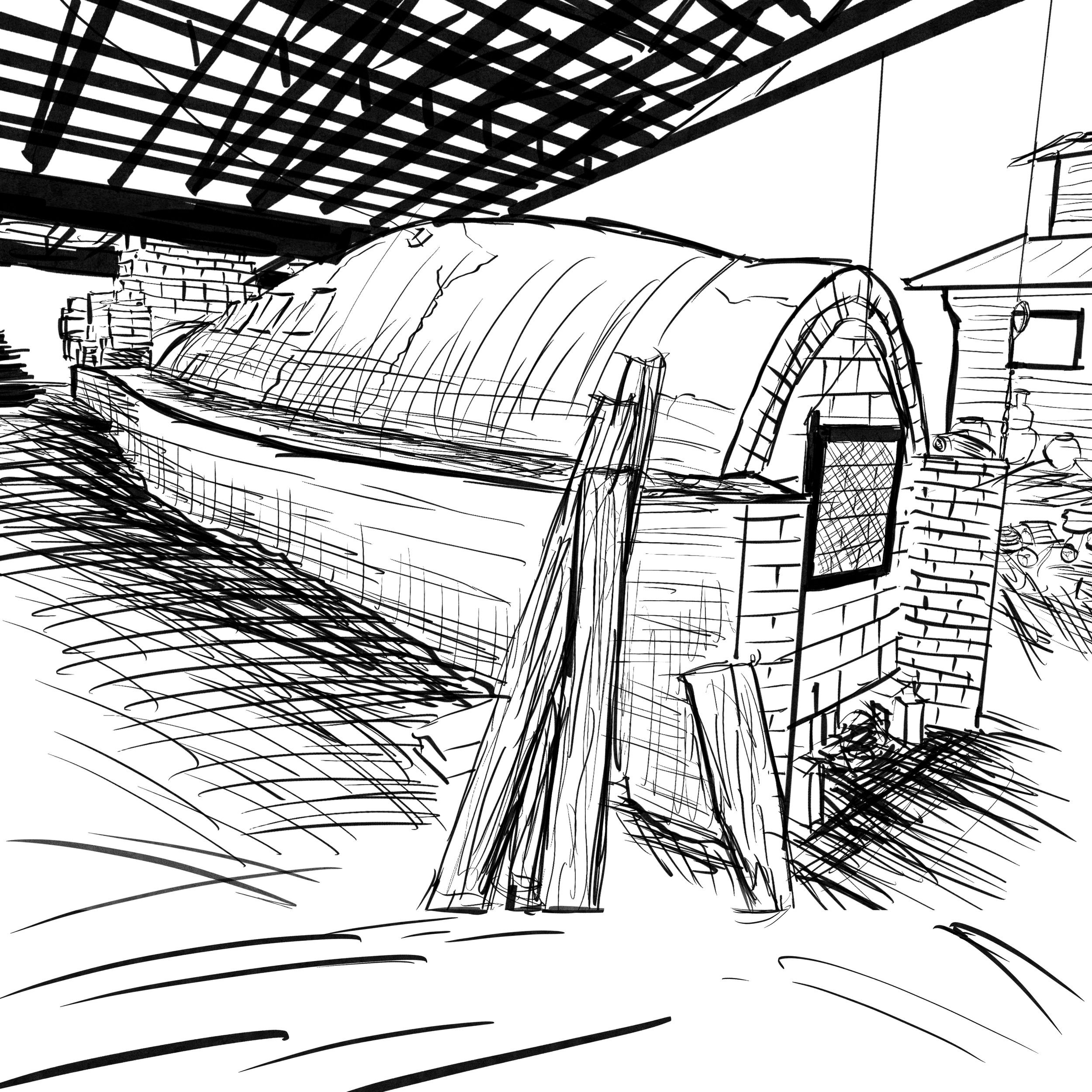 David Stuempfle's Anagama, Digital Sketch, 2025