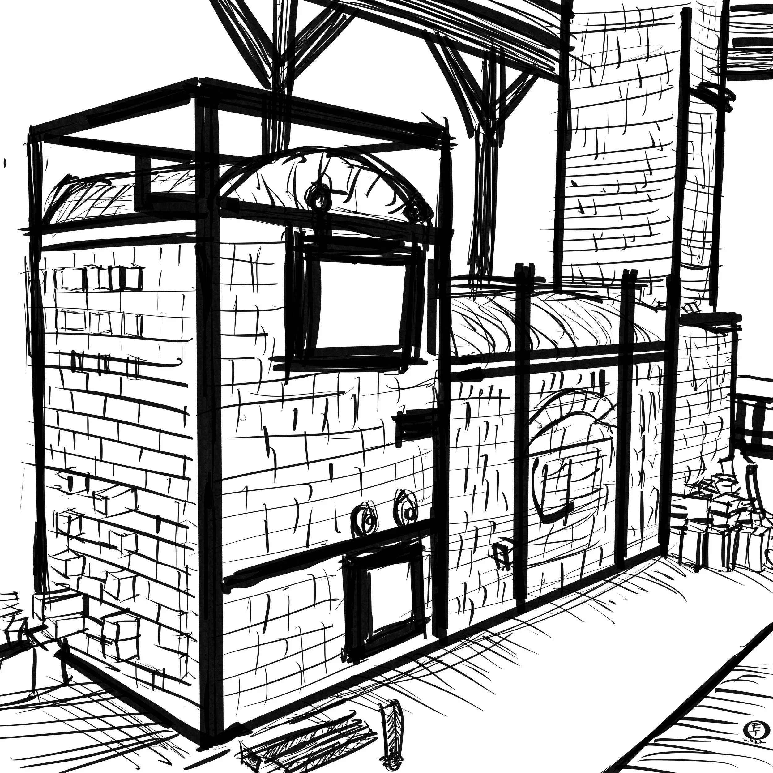 Cleveland Institute of Art Train Kiln, Digital Sketch, 2024
