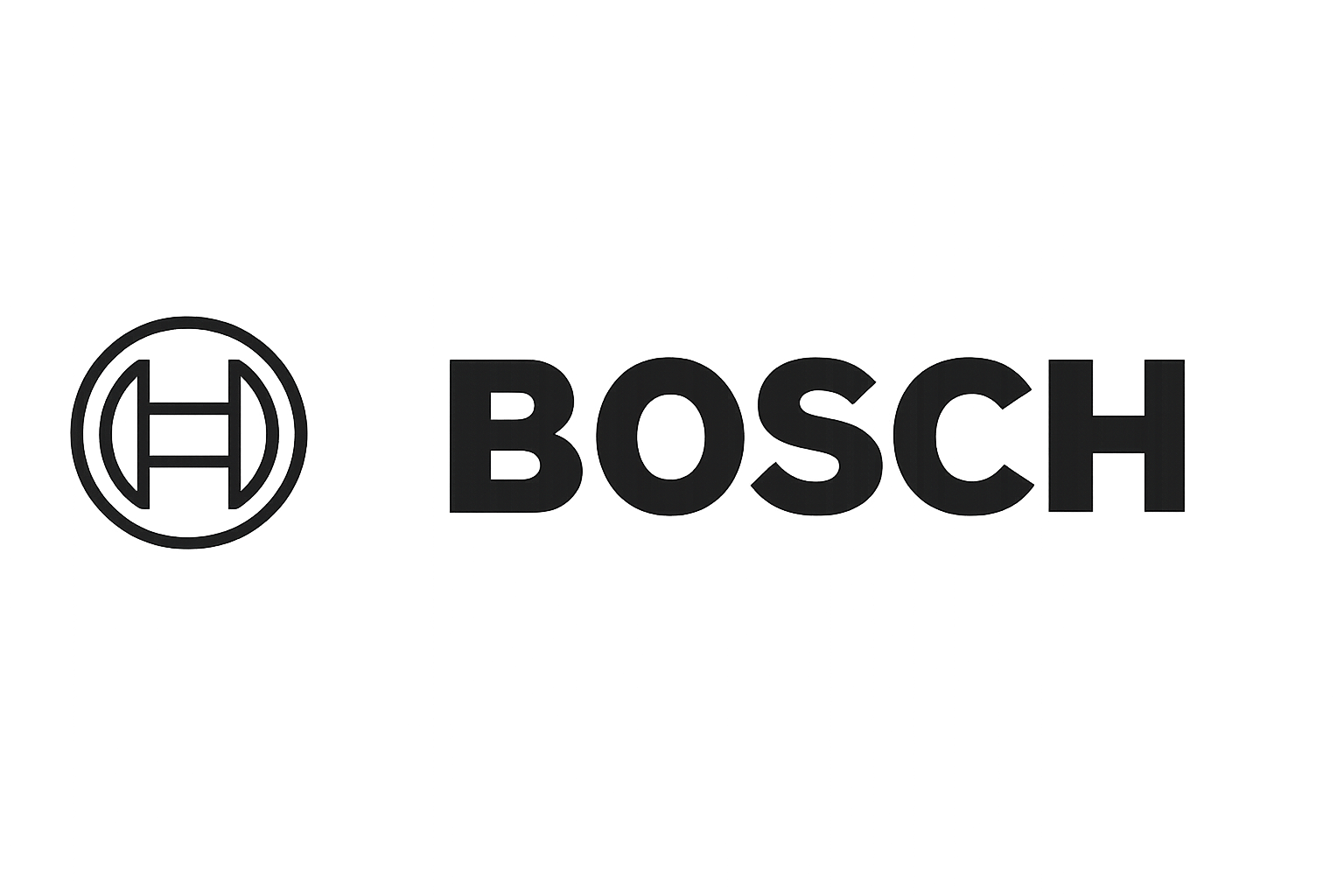 Logotipo de Bosch, una compañía multinegocio con letras negras y un símbolo circular a la izquierda