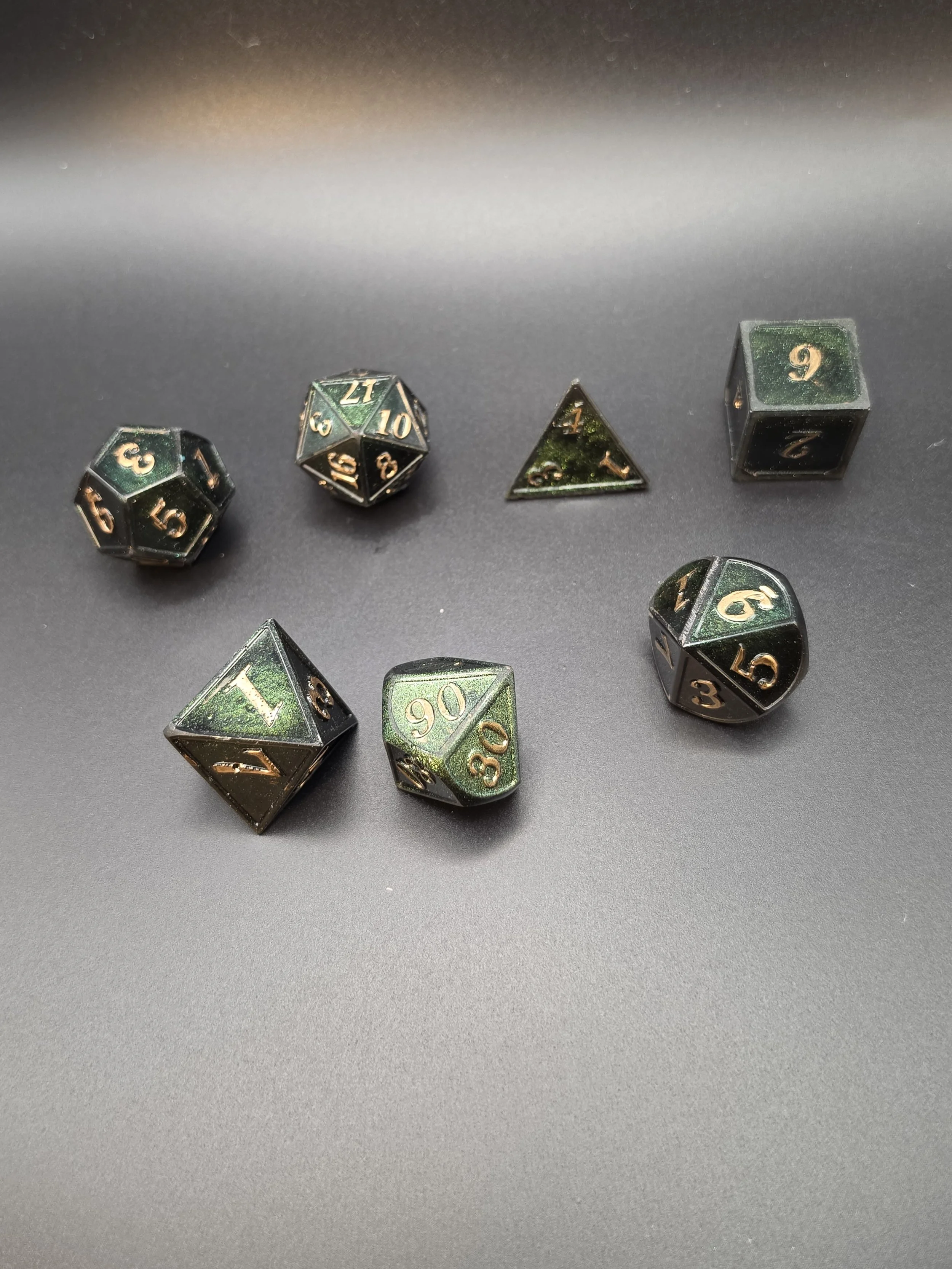 Large Dark Green Epoxy Resin Dice- Set of 7