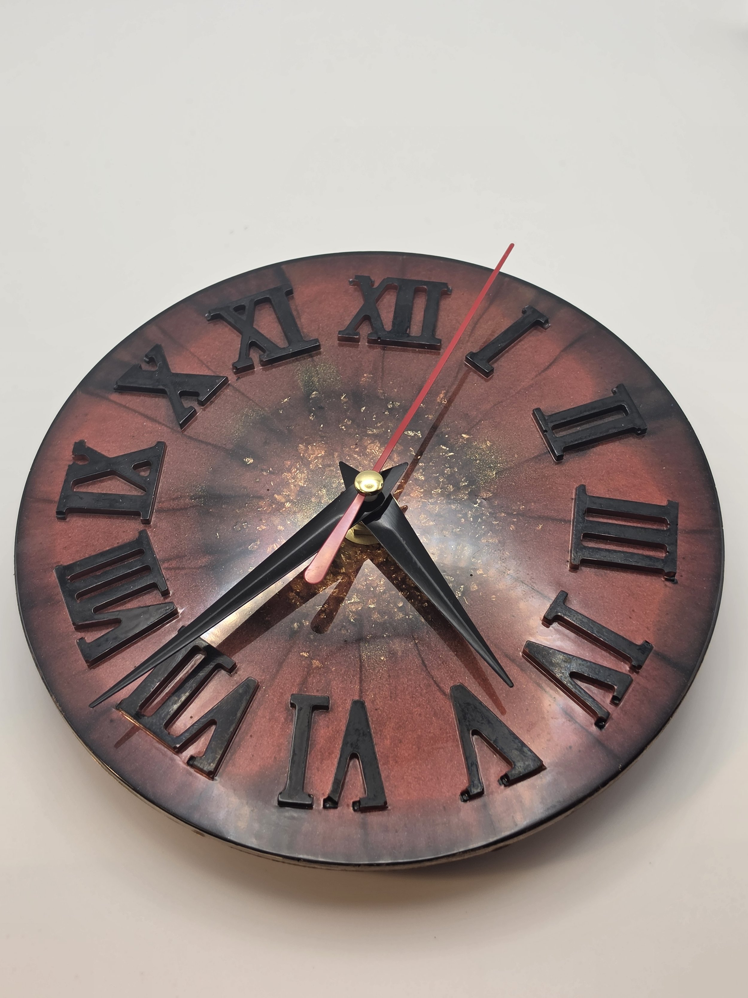 Red & Black With Gold Flakes Clock