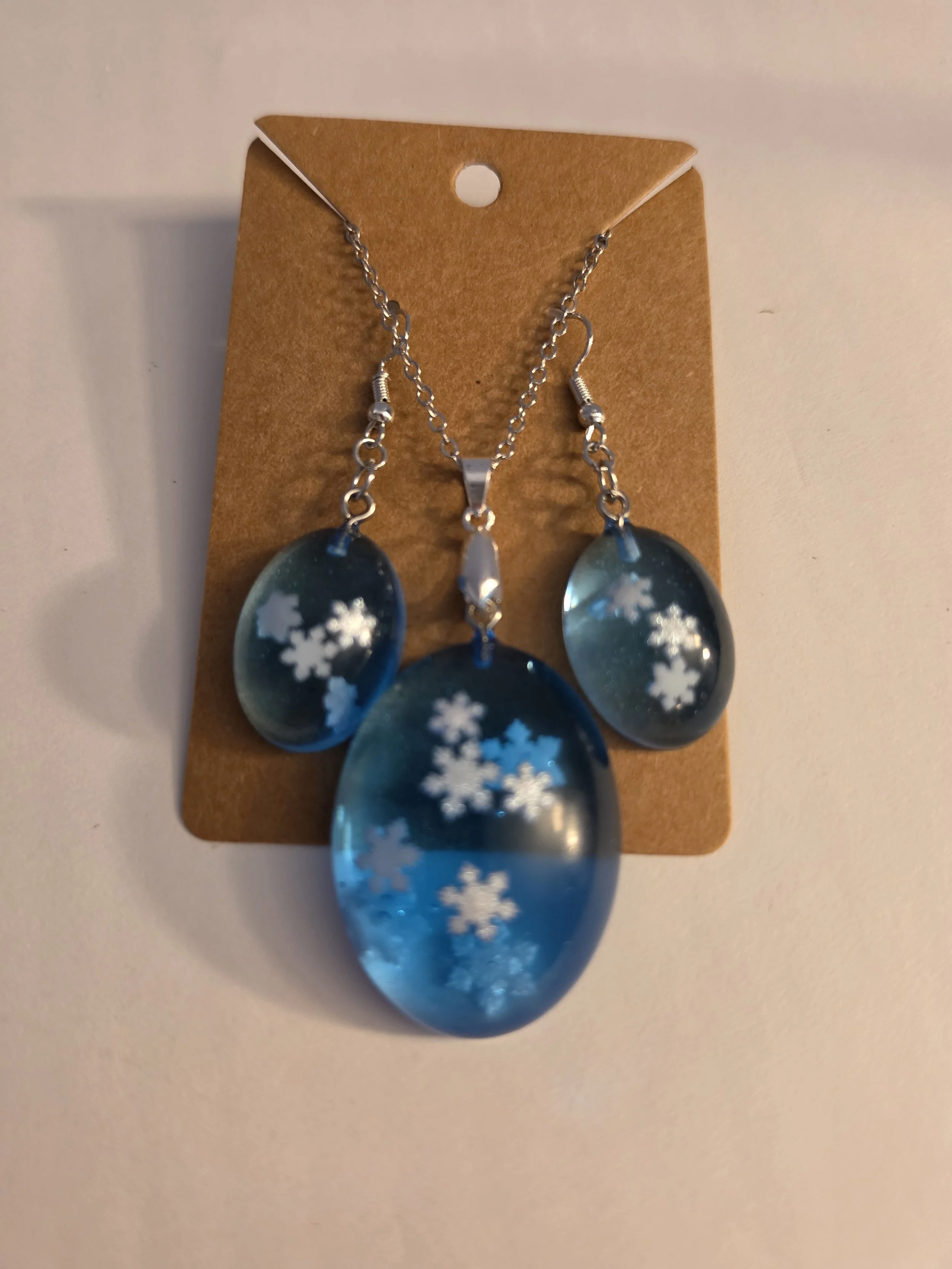 Blue & White Snowflake Jewelry Set