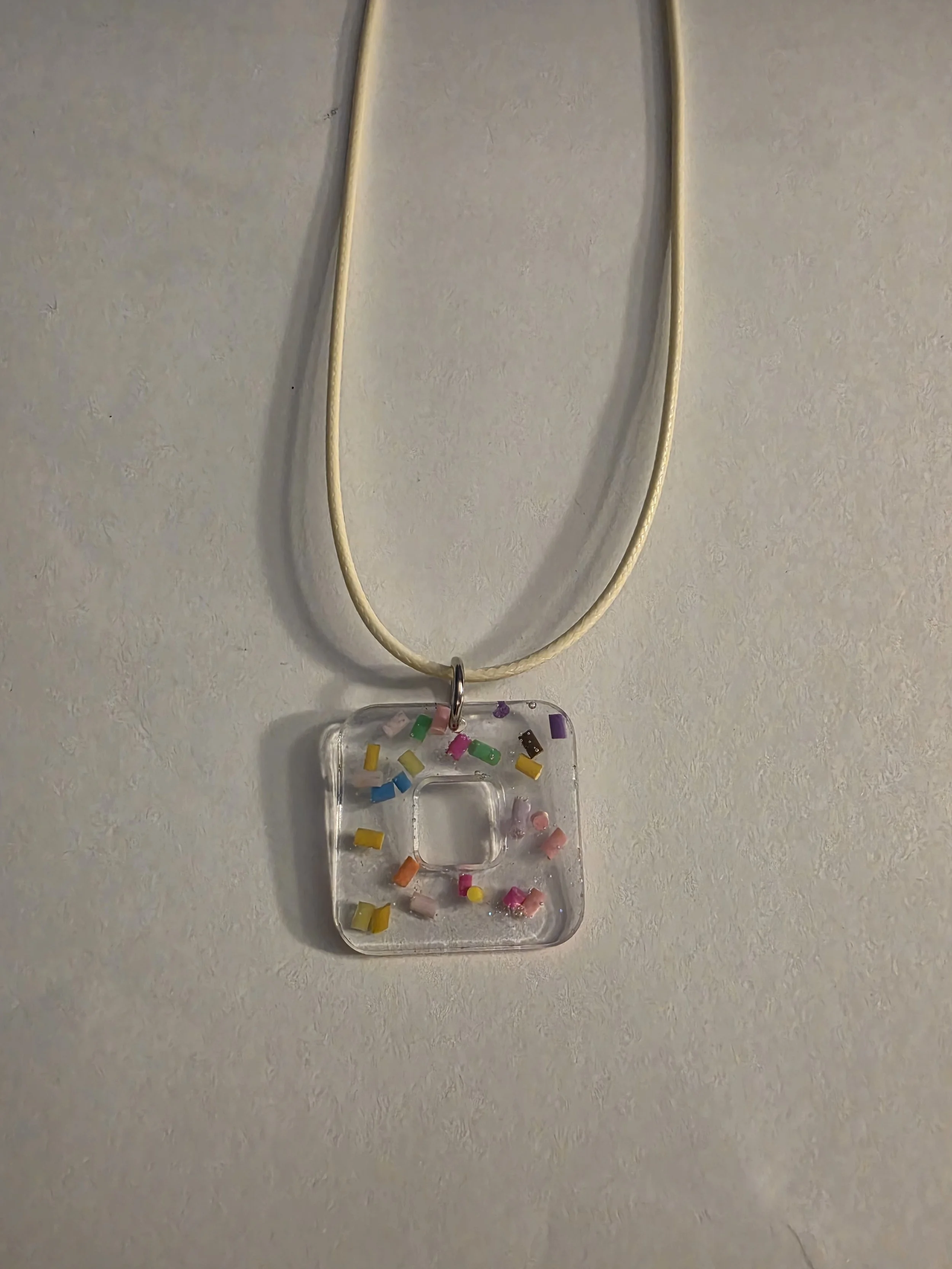 Clear & Multicolor Embellished Square Necklace