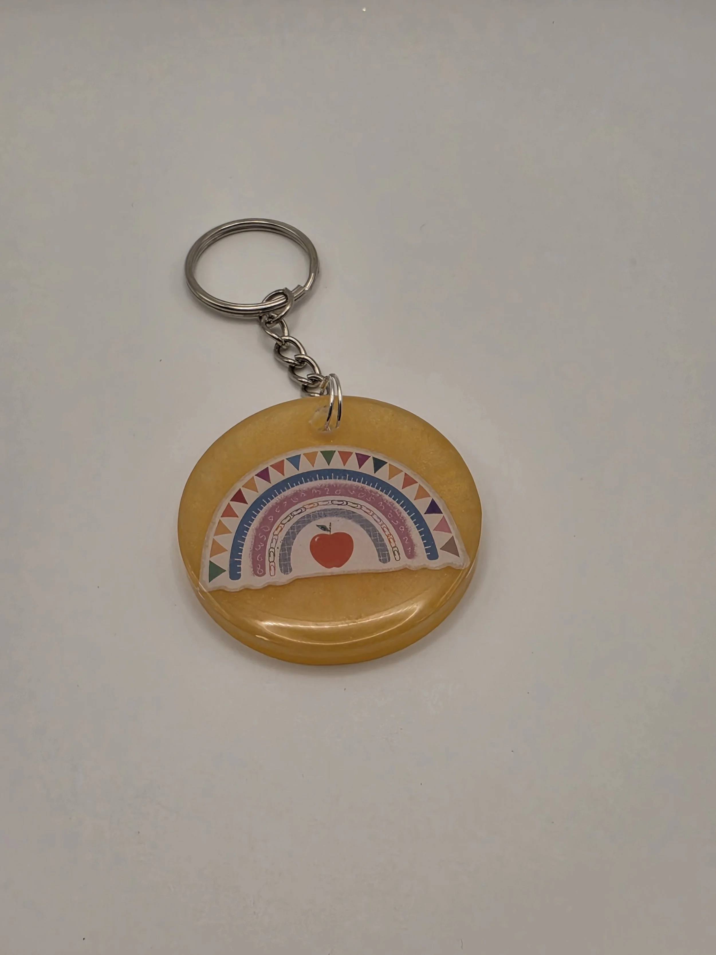 Orange Rainbow Teacher Keychain