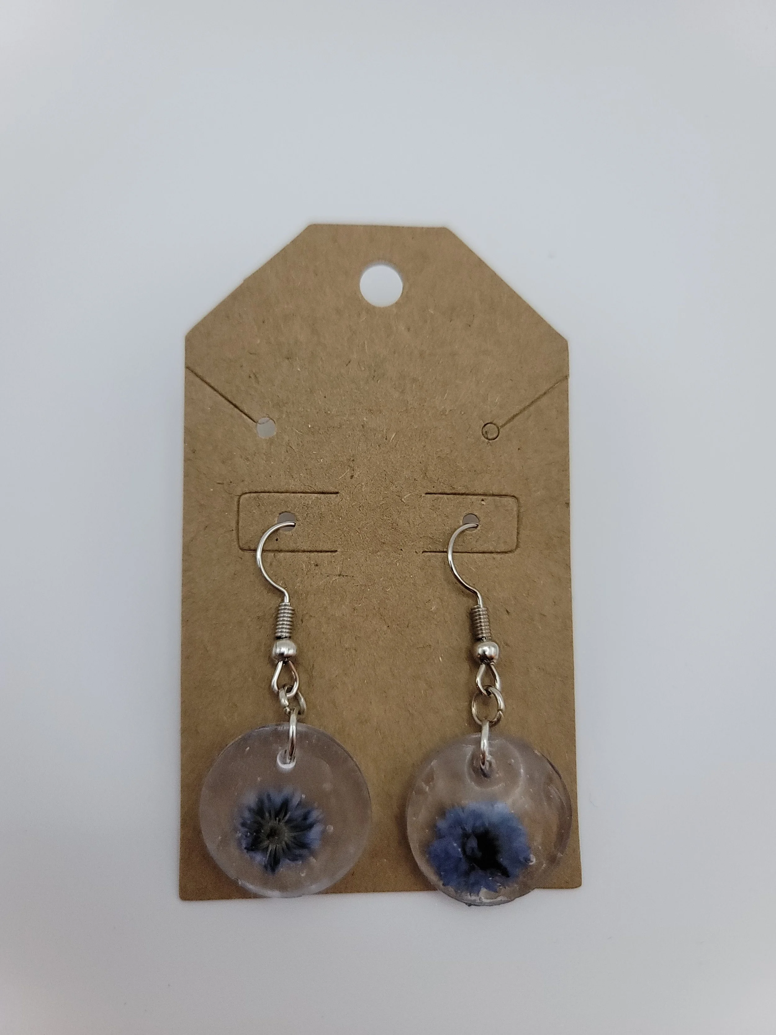 Blue Flower Round Earrings
