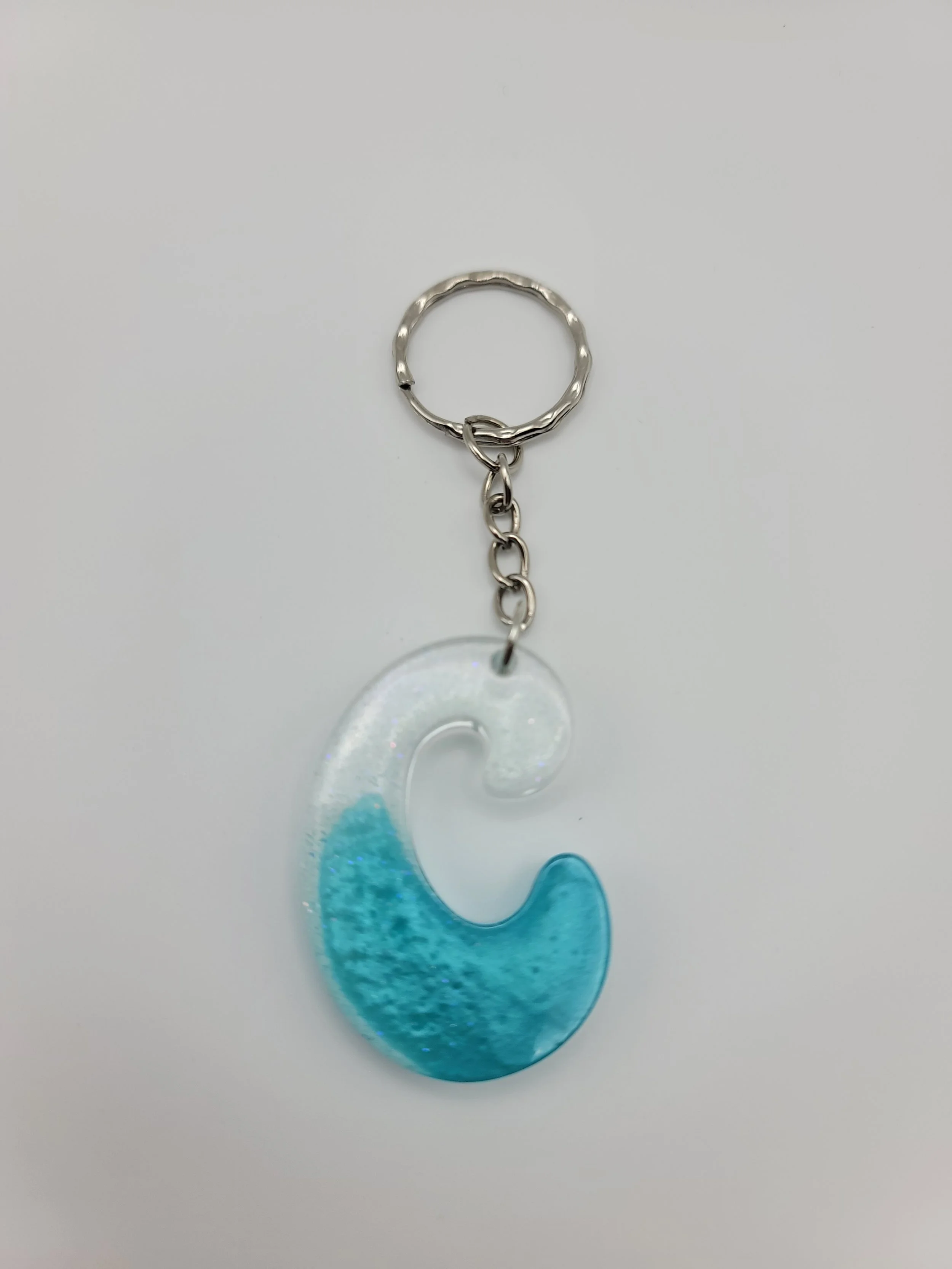 "C" Blue & Clear Glitter Keychain