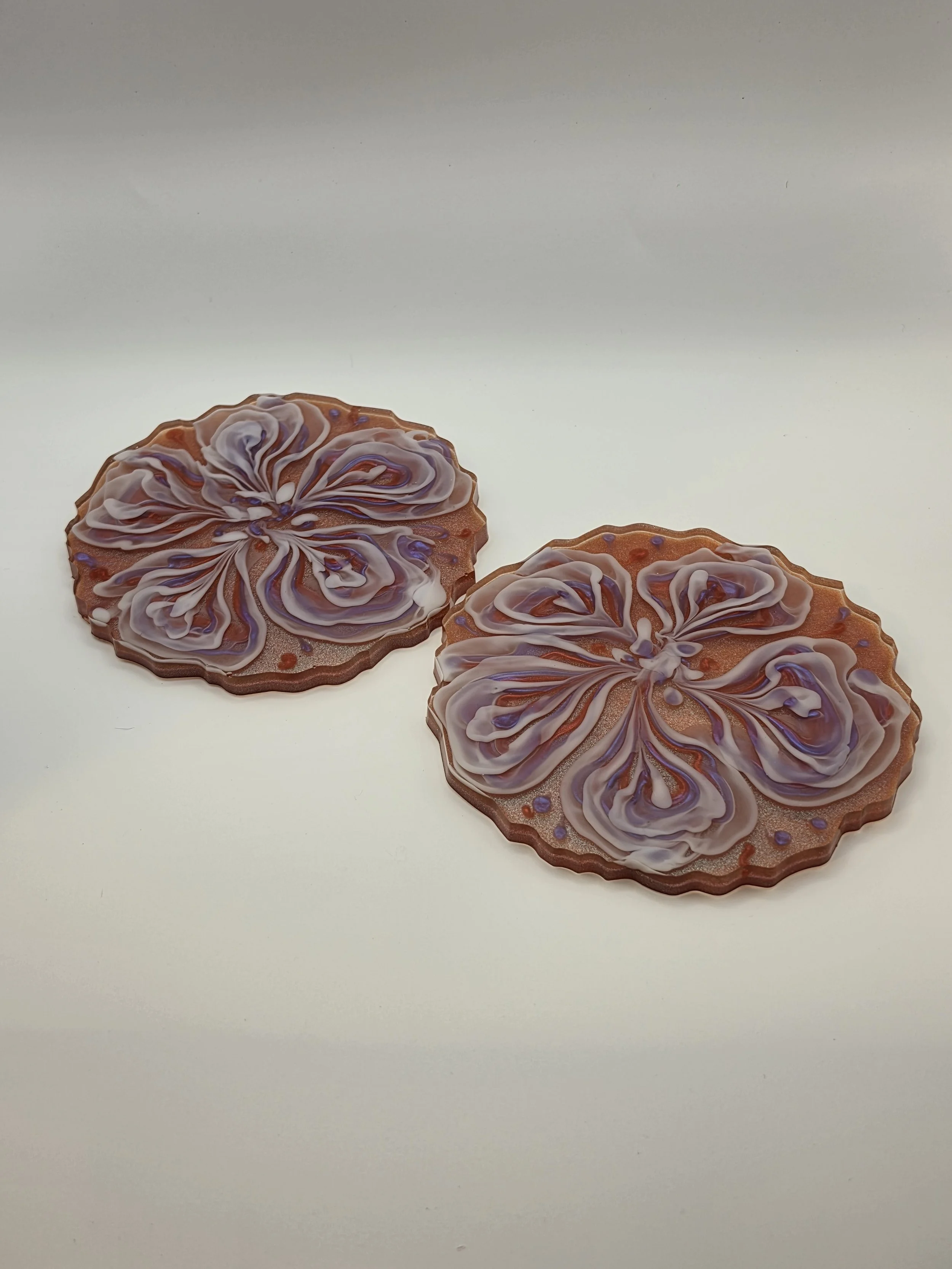 Purple, White, & Pink Bloom Agate Coaster Set