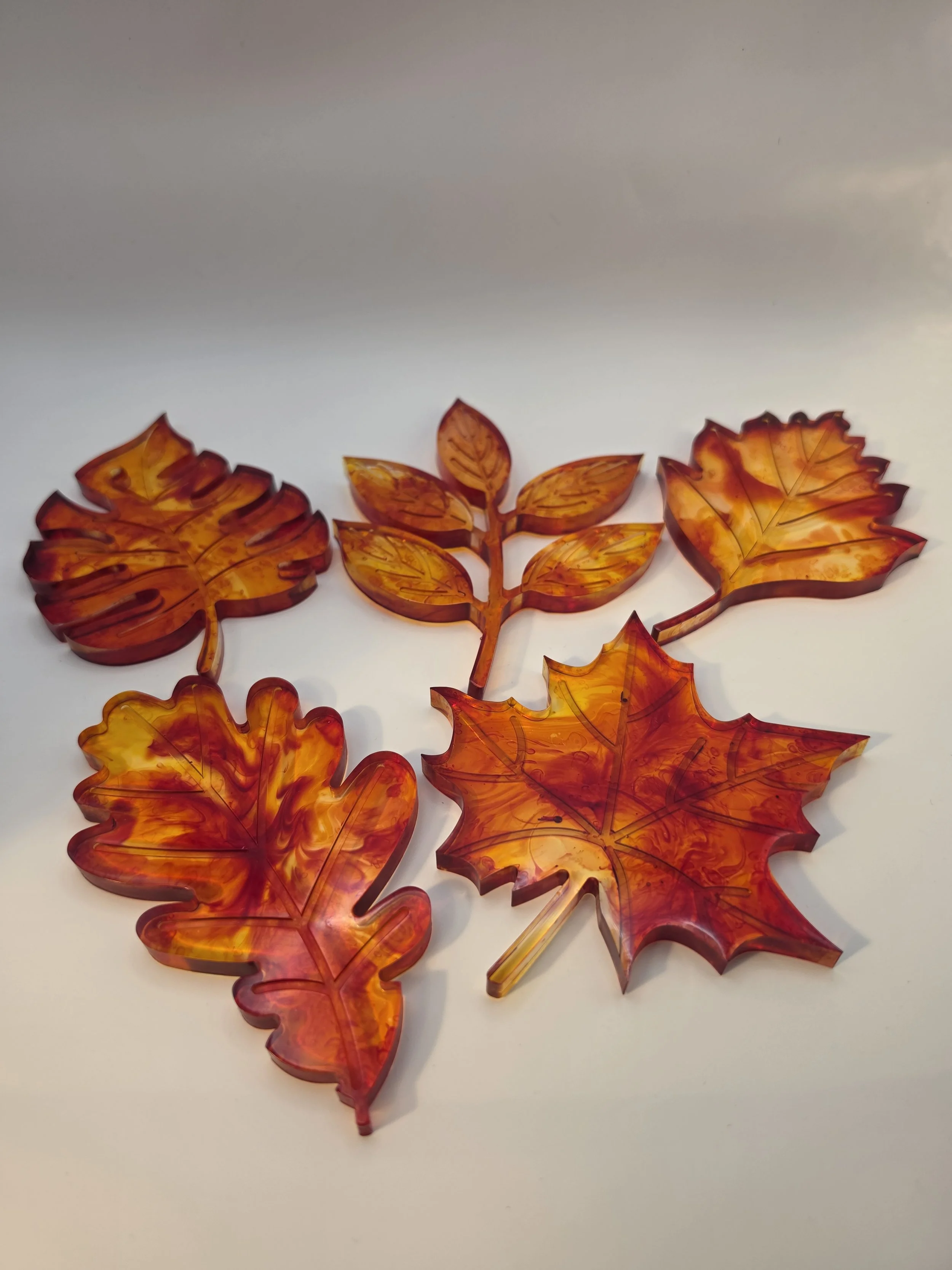 Burnt Orange Leaf Coaster Set of 5