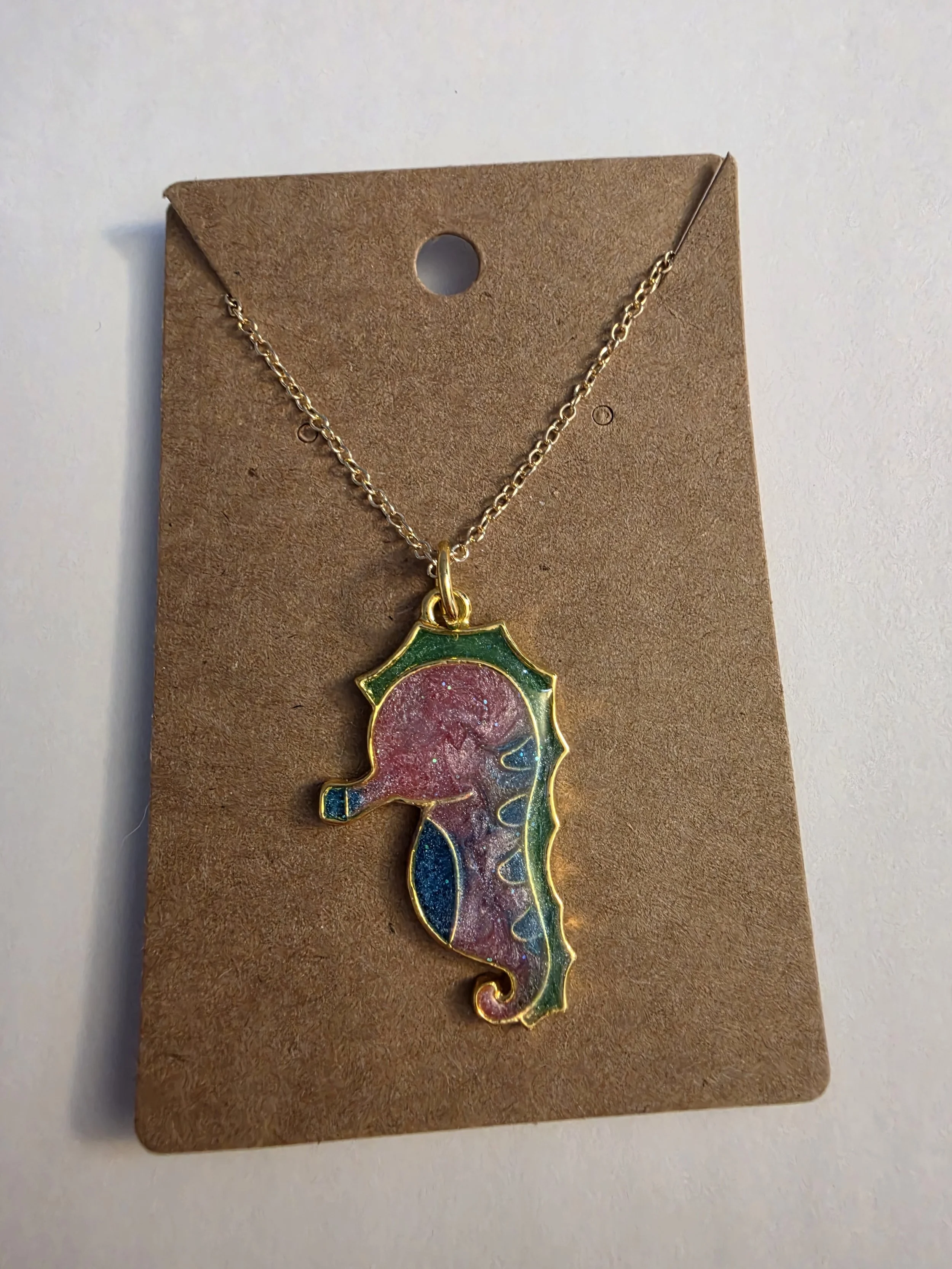 Multicolor Seahorse Gold Chain Necklace
