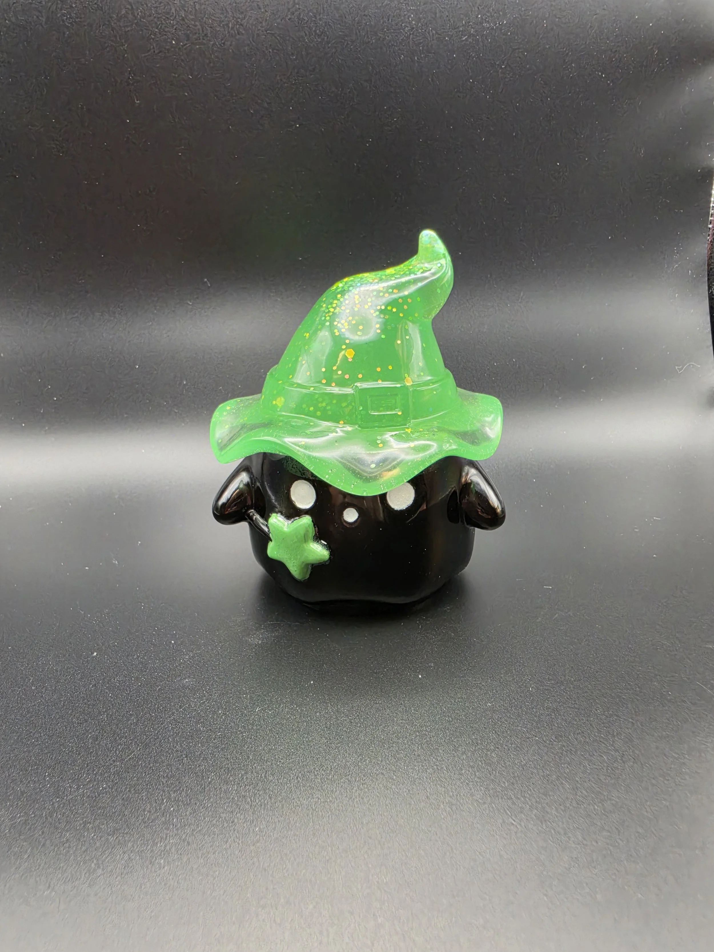 Black With Glow In The Dark Green Glitter Ghost Jar