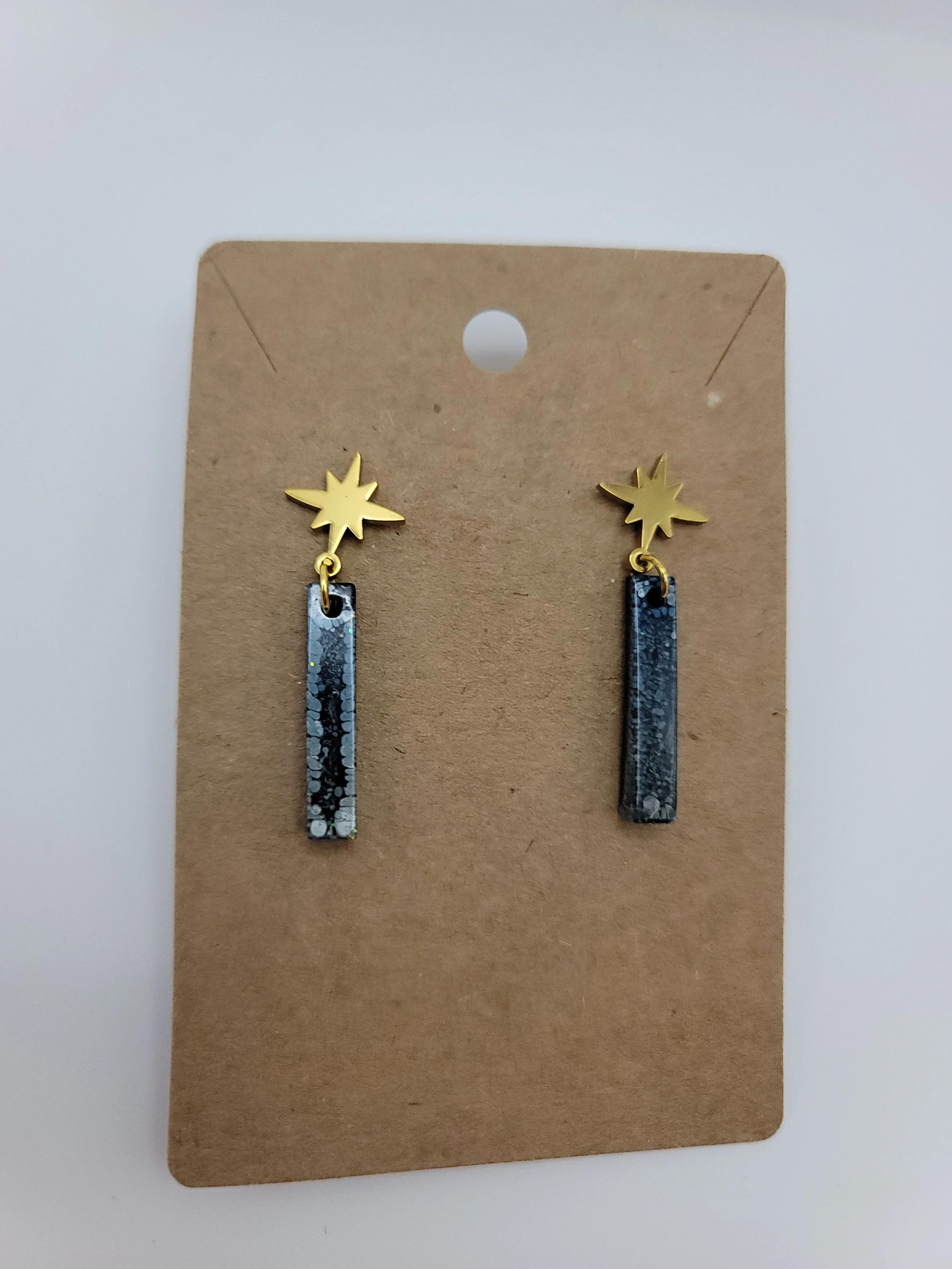 Star Studded Black & White Earrings