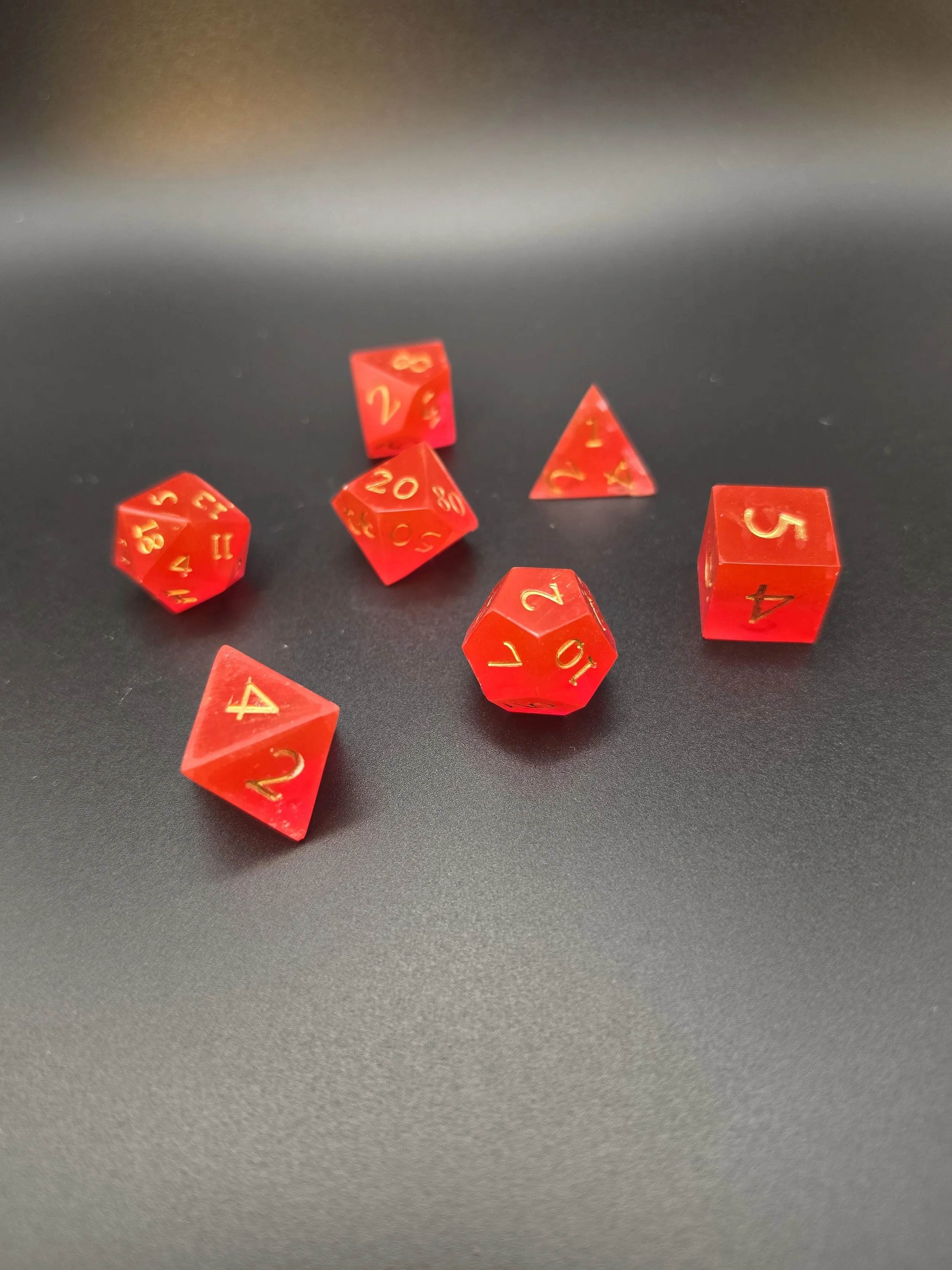 Red Epoxy Resin Dice- Set of 7